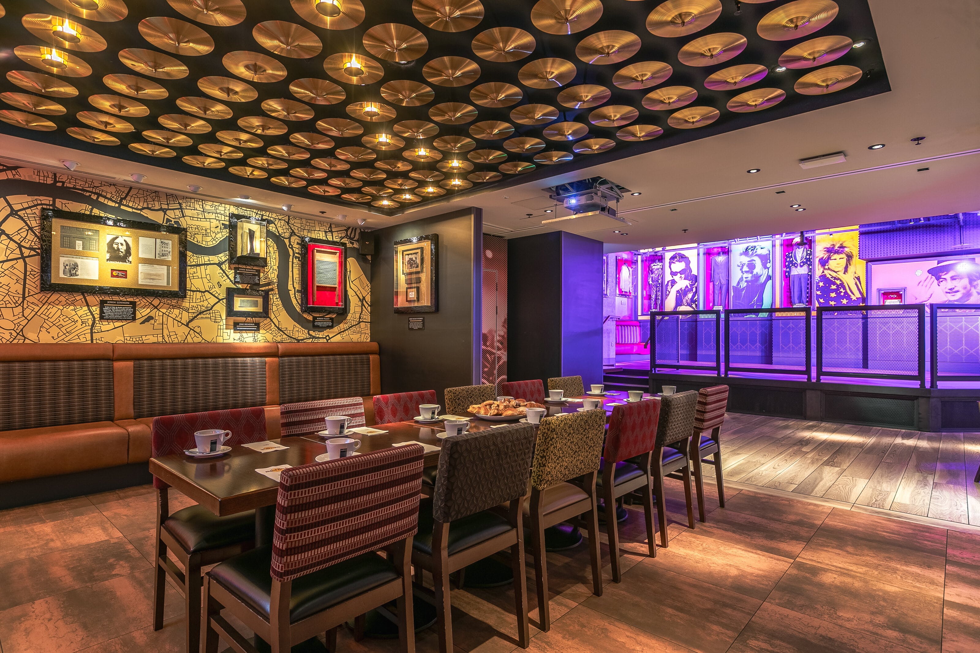 Legends Room at Hard Rock Cafe, stylish event space with gold records for meetings and gatherings.