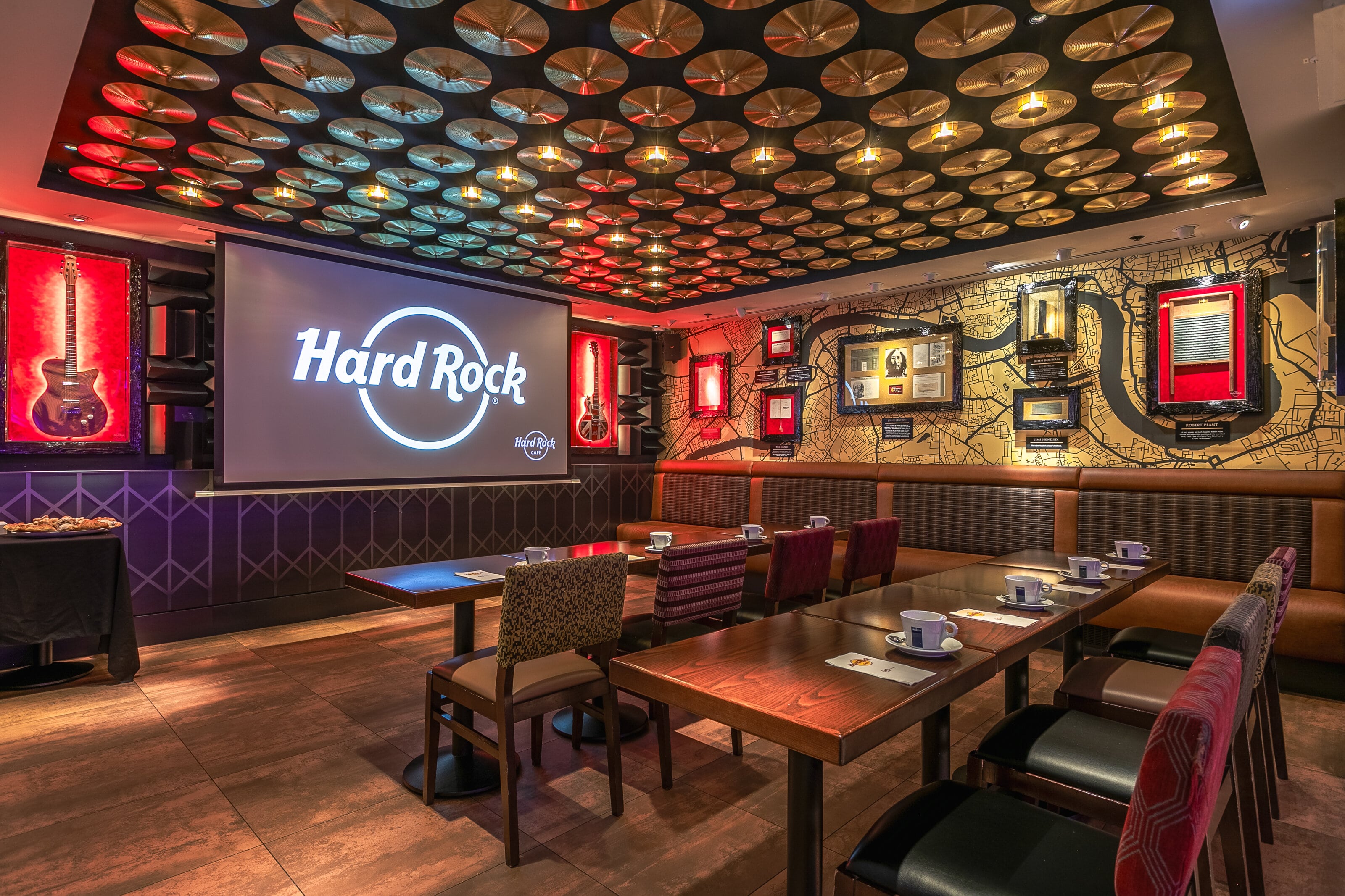 Legends Room at Hard Rock Cafe, vibrant meeting space for corporate events and team-building.