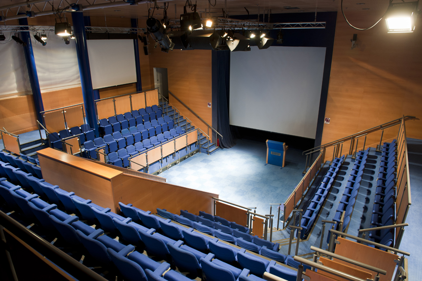 Thinktank Theatre auditorium with tiered seating for conferences and presentations.
