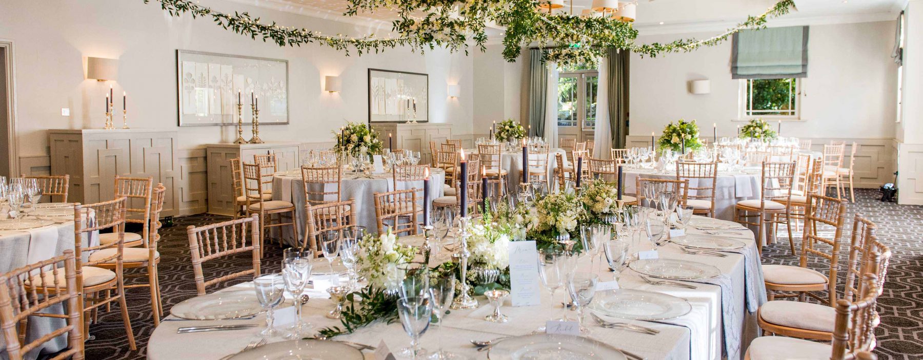 Elegant event space in The Evelyn Suite, perfect for weddings and corporate gatherings.