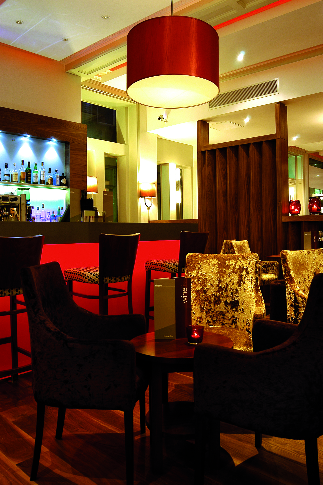 Stylish lounge area in Thistle Bloomsbury Park for networking events and meetings.