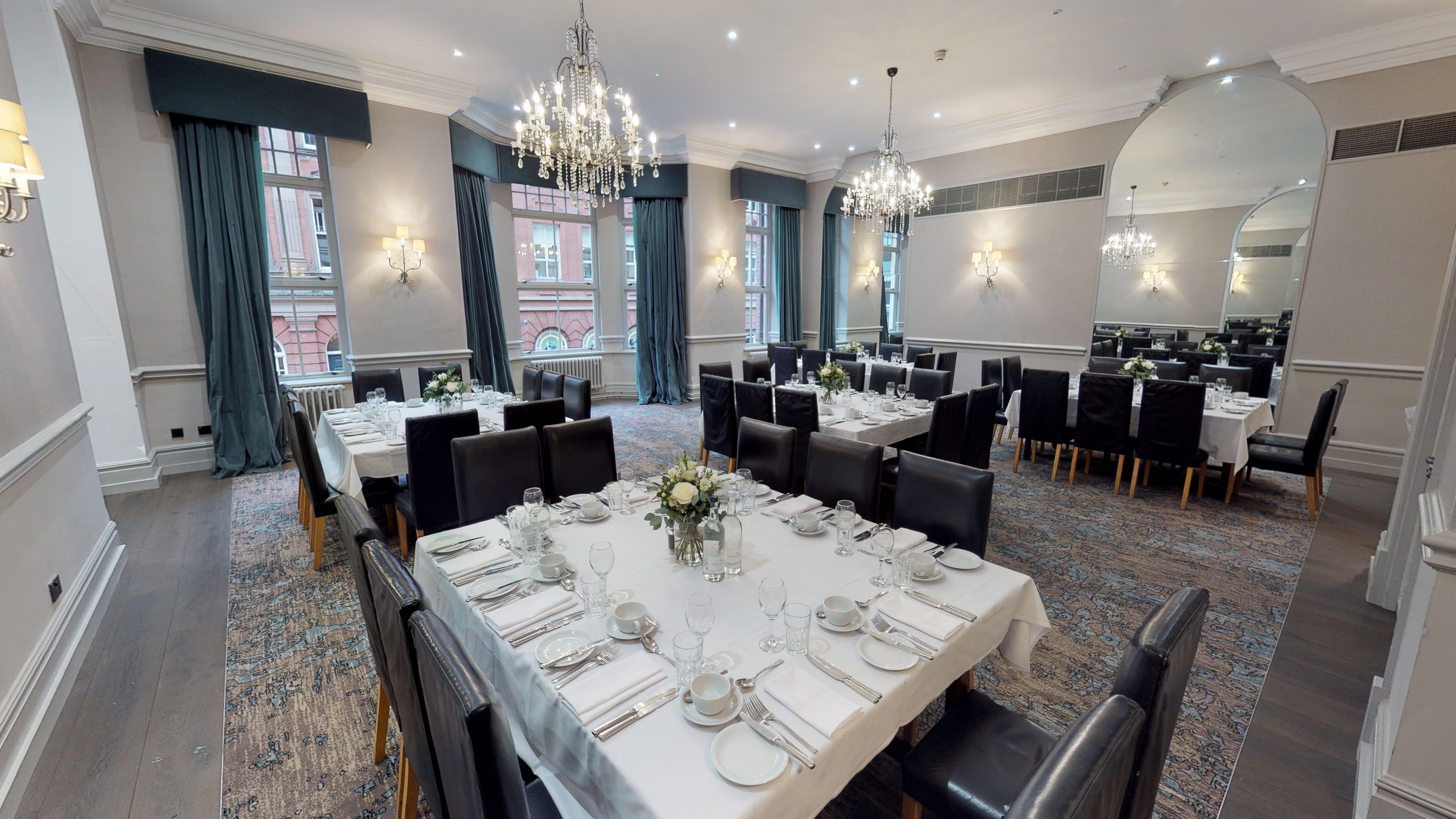 Elegant Belle Epoque dining space at Hotel du Vin for corporate events and gala dinners.