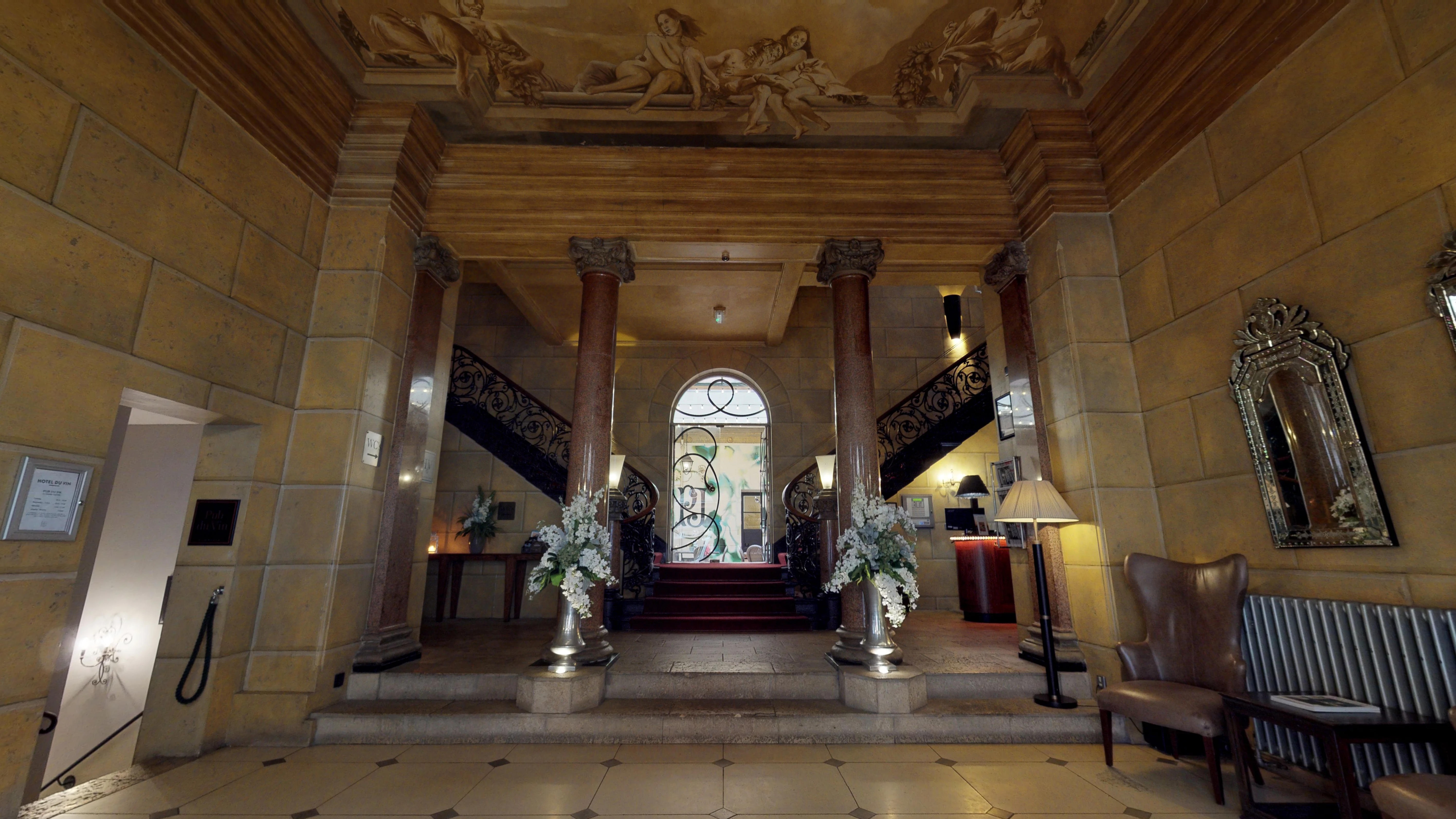 Elegant entrance hall at Hotel du Vin Birmingham, ideal for upscale events and receptions.