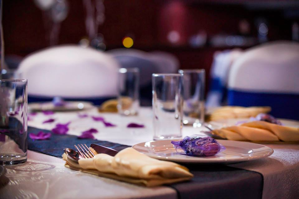 Elegant dining table setup at Burton Ritz for weddings and upscale events.