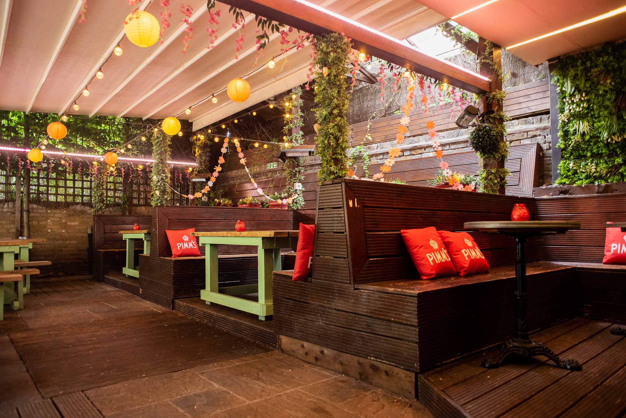 Roof Terrace at Abbey Tavern: vibrant outdoor event space with cozy seating for gatherings.