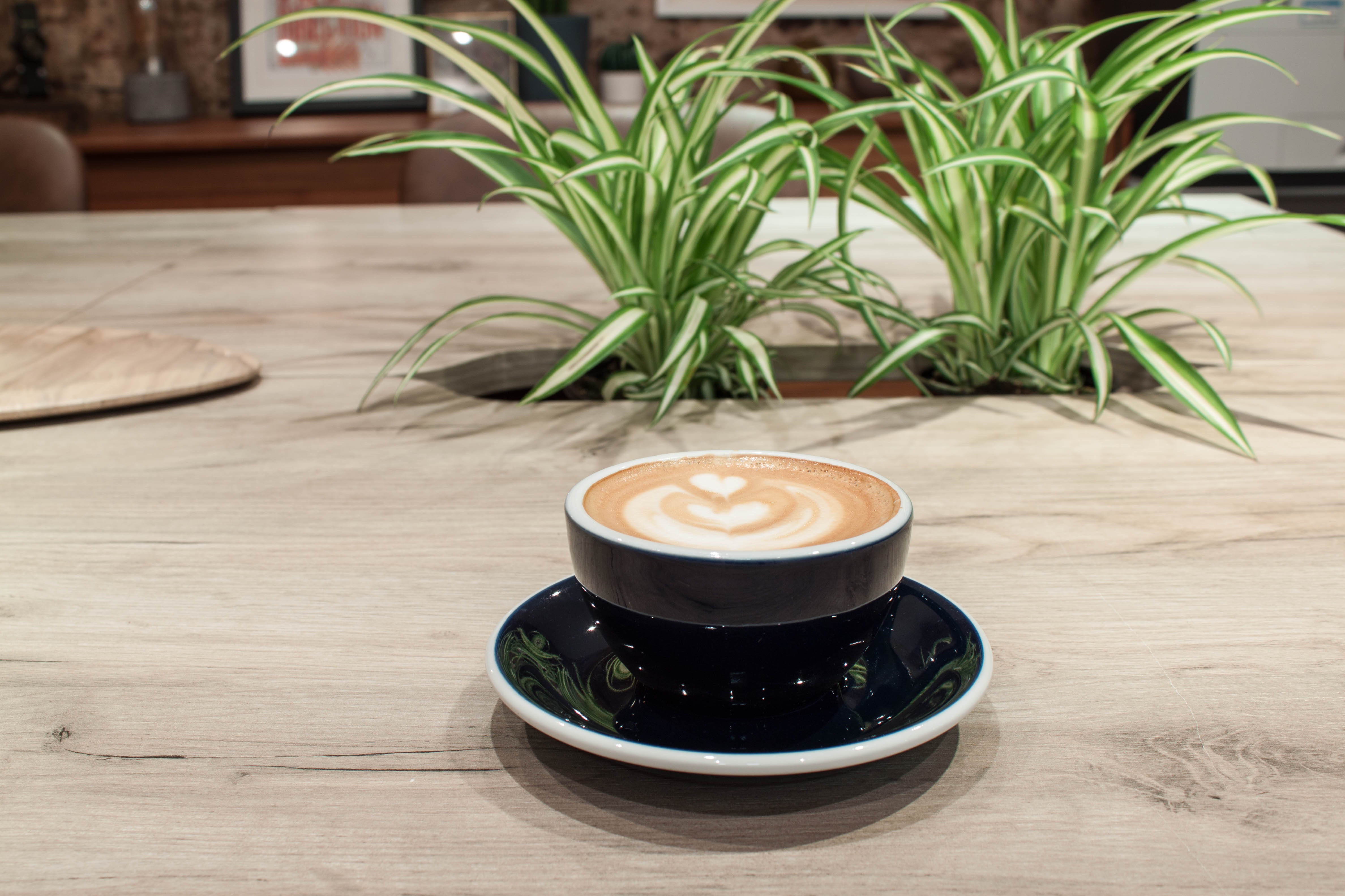 Cappuccino on stylish table in The Travel Café meeting room, ideal for networking events.