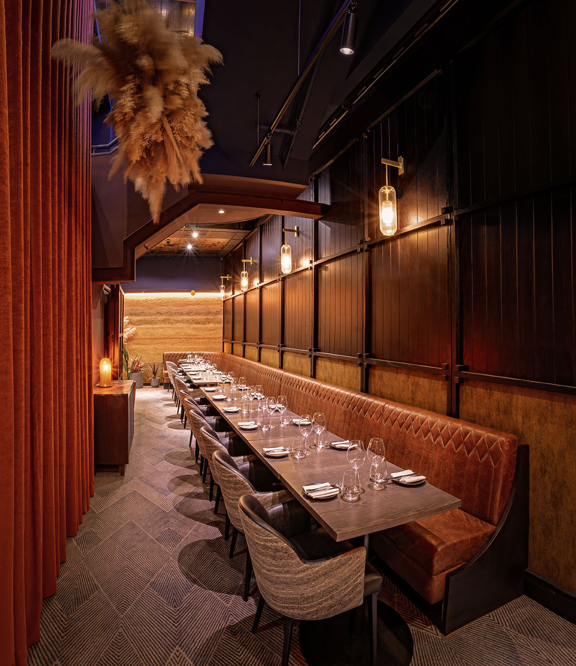 Semi-private dining room at Gaucho Charlotte Street, ideal for corporate dinners and events.