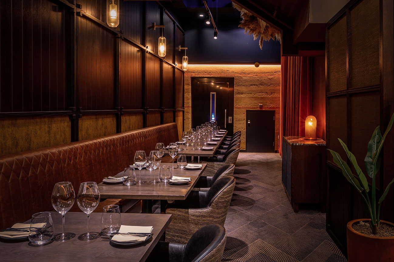 Semi-private dining room at Gaucho Charlotte, ideal for intimate gatherings and corporate events.