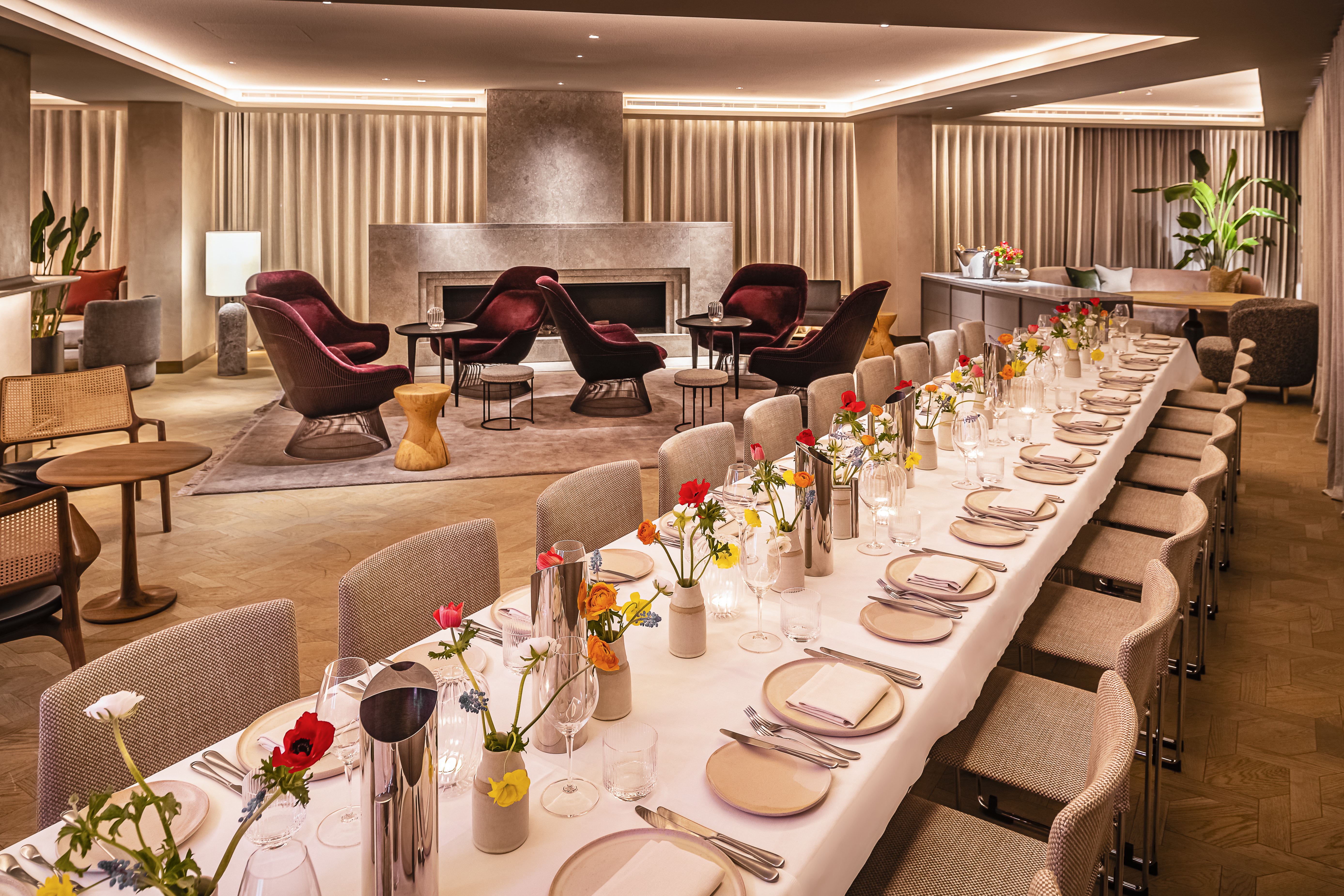 Elegant dining space at The Mezzanine, perfect for corporate events and intimate gatherings.