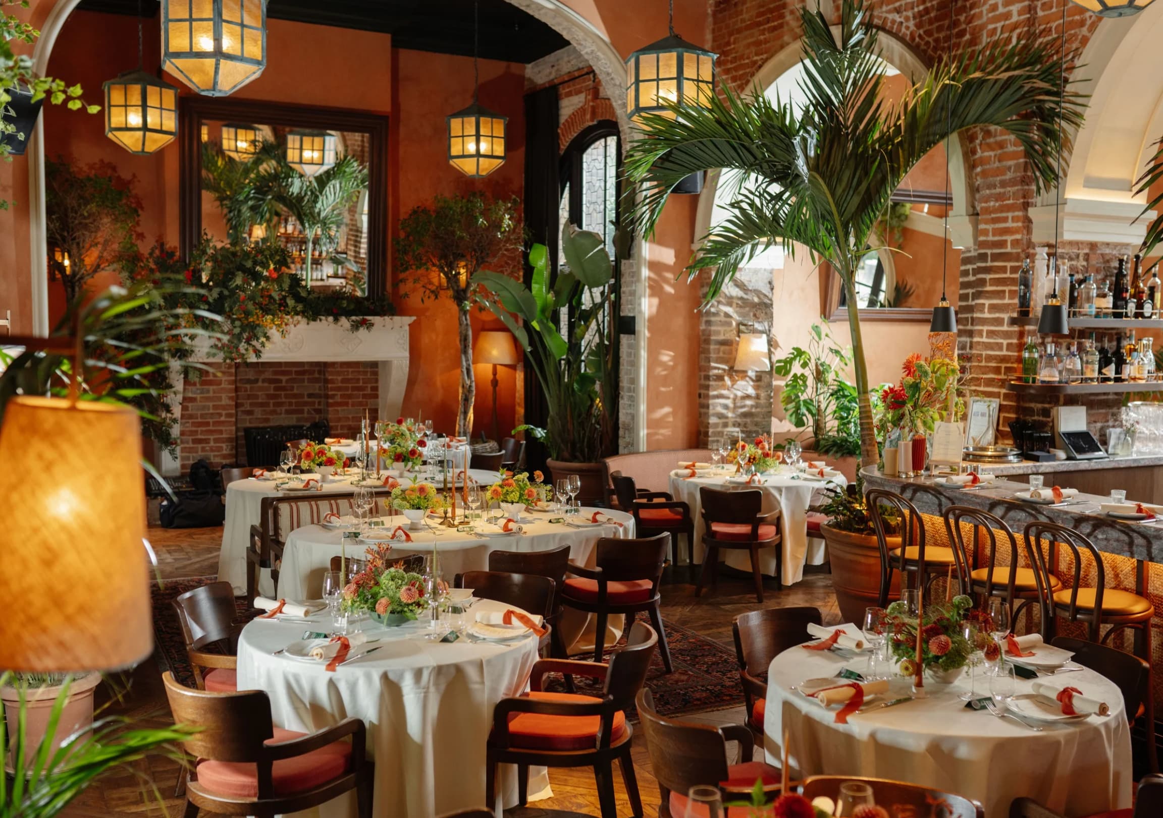 Sophisticated Belvedere dining venue with lush greenery for intimate corporate or social events.