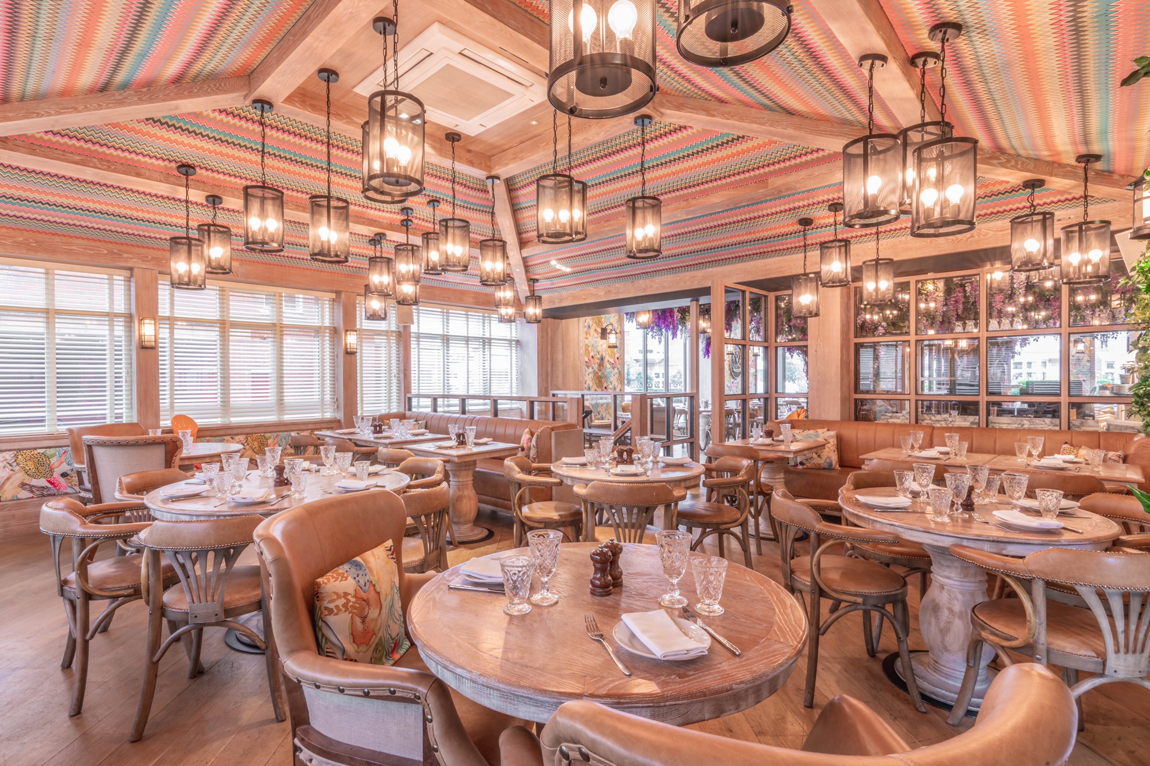 The Orangery in Victors: elegant event space with striped ceilings for corporate events and parties.