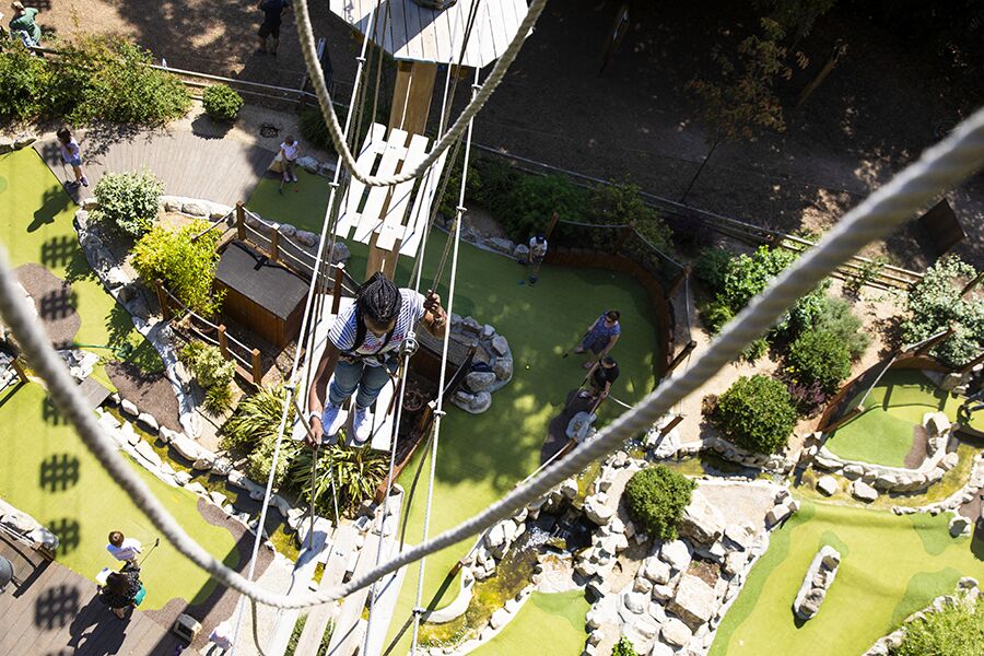 Vibrant outdoor mini-golf venue at Go Ape Battersea for team-building events.