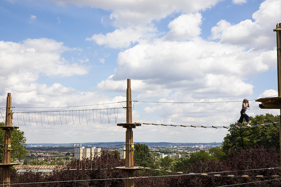 Outdoor adventure course at Go Ape, Alexandra Palace for team-building events.