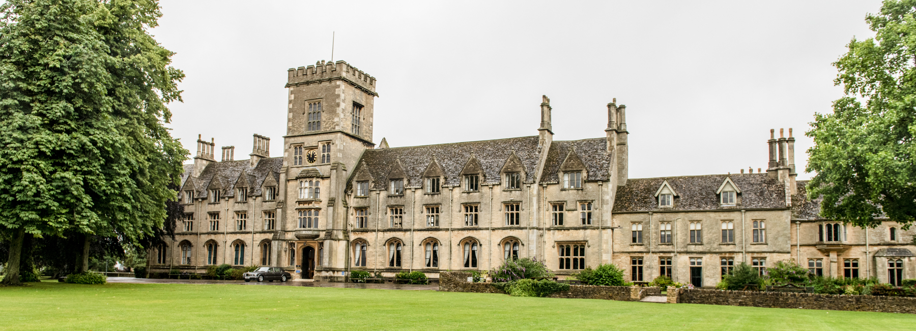 Historic venue at Royal Agricultural University, ideal for meetings and outdoor events.