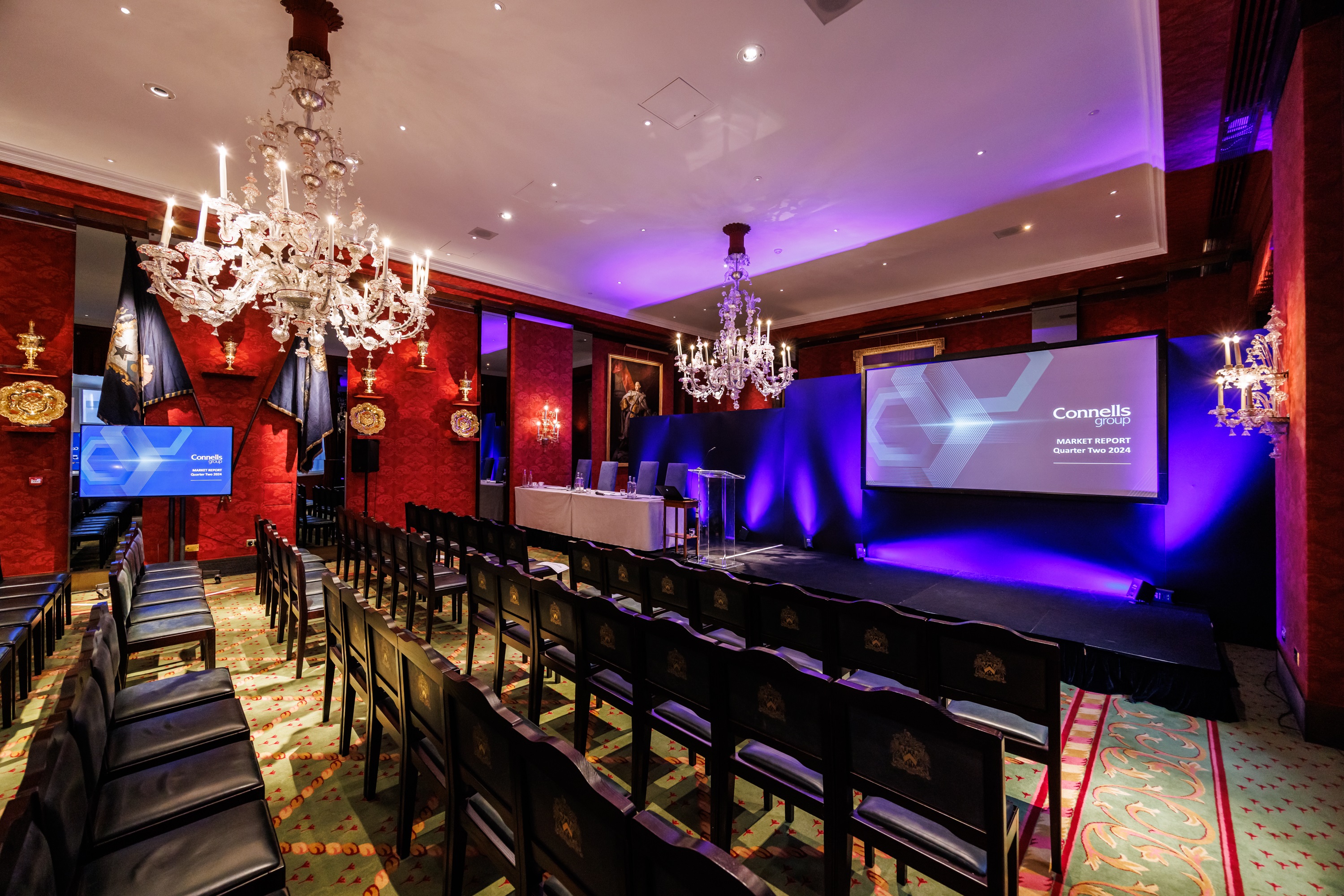 Livery Hall at Grocers' Hall, elegant event space for corporate presentations.