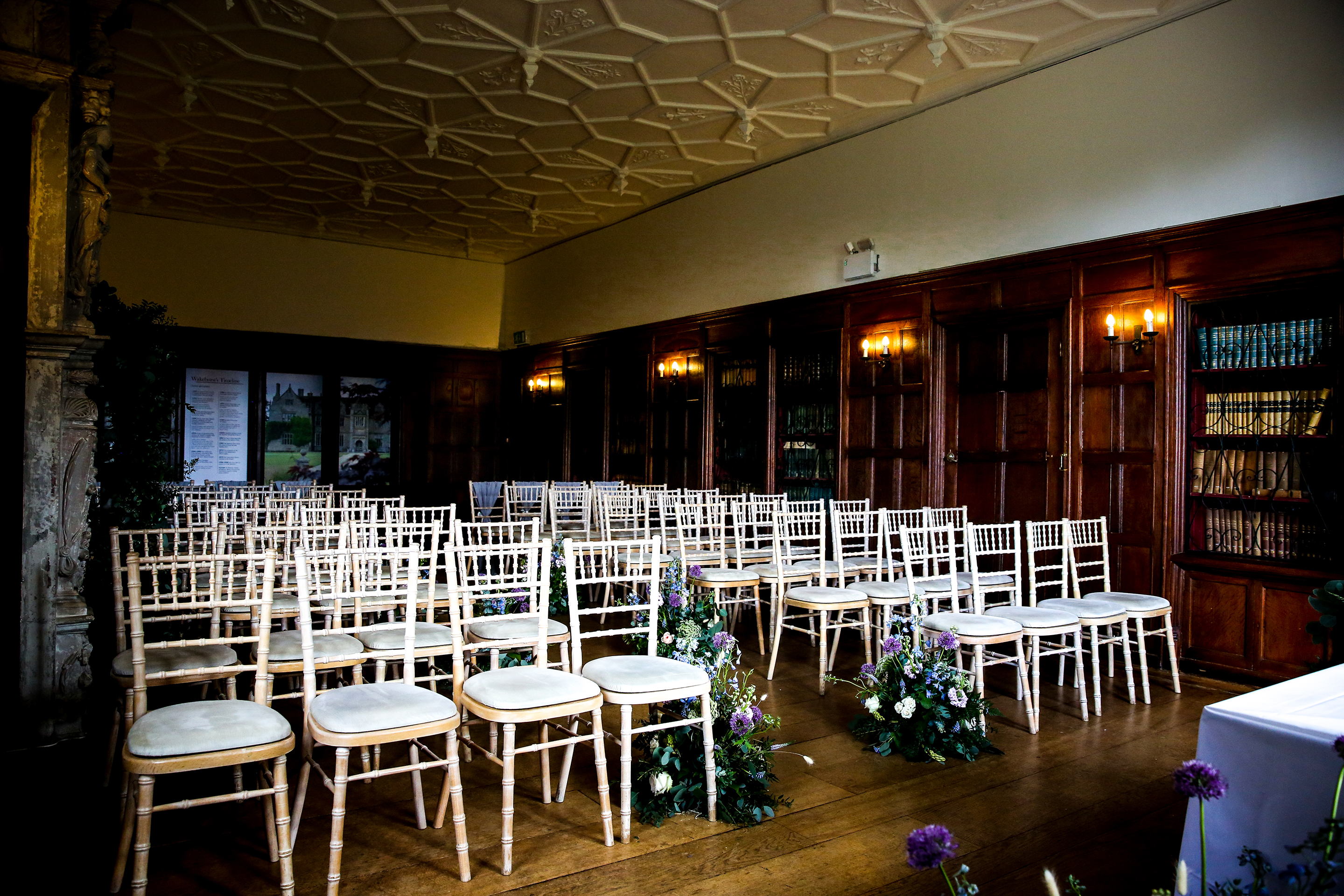 Elegant event space at The Library in Wakehurst, perfect for weddings and gatherings.