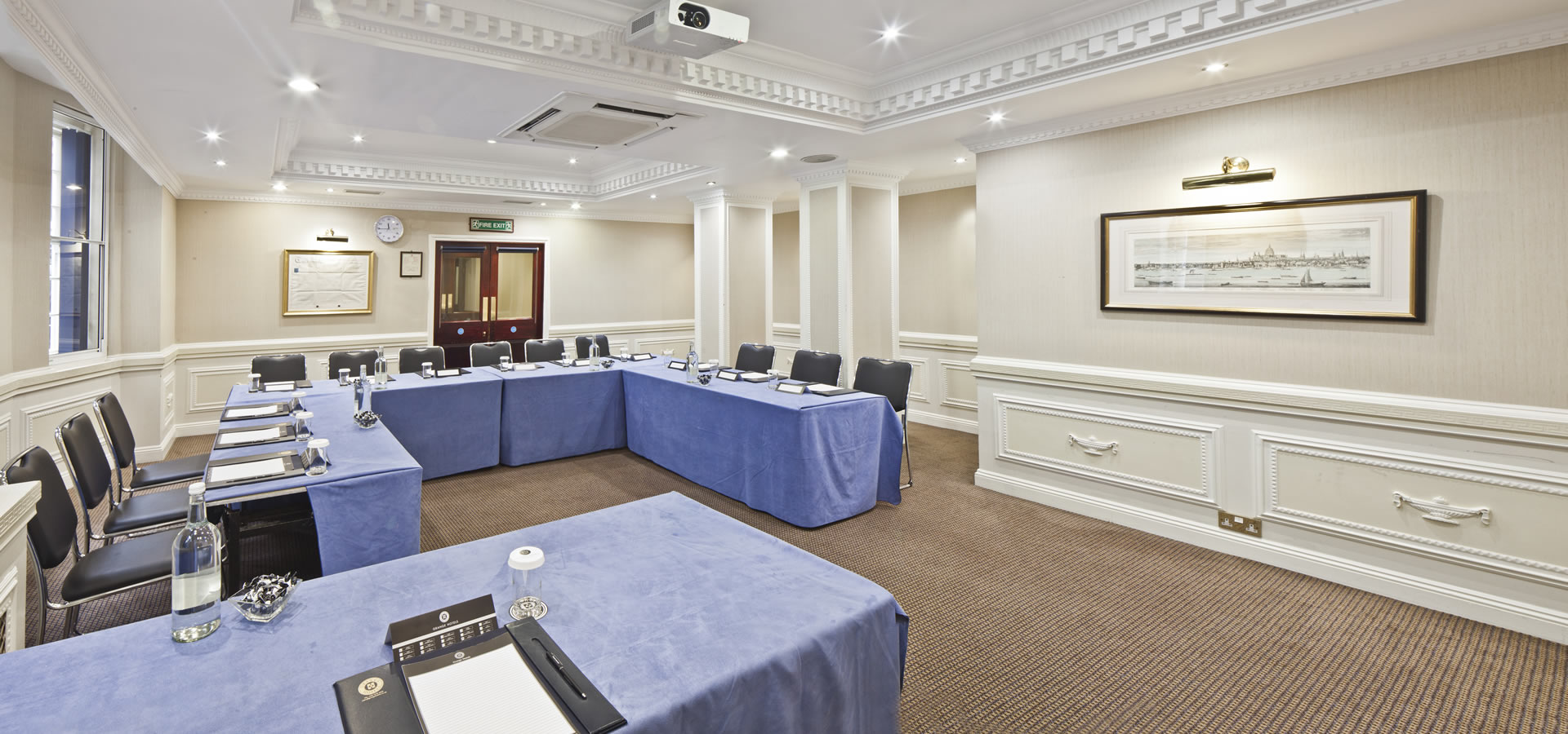 Cavendish Suite meeting room in Fitzrovia Hotel, U-shaped setup for professional gatherings.