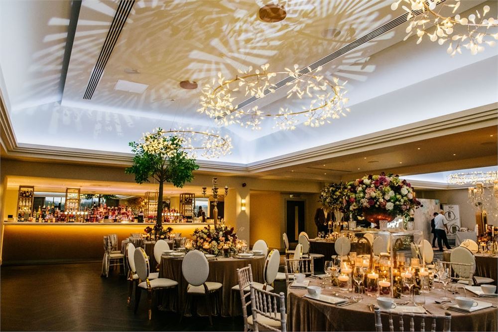 Lakeside Suite at Crow Wood Hotel, elegant tables for weddings and corporate events.