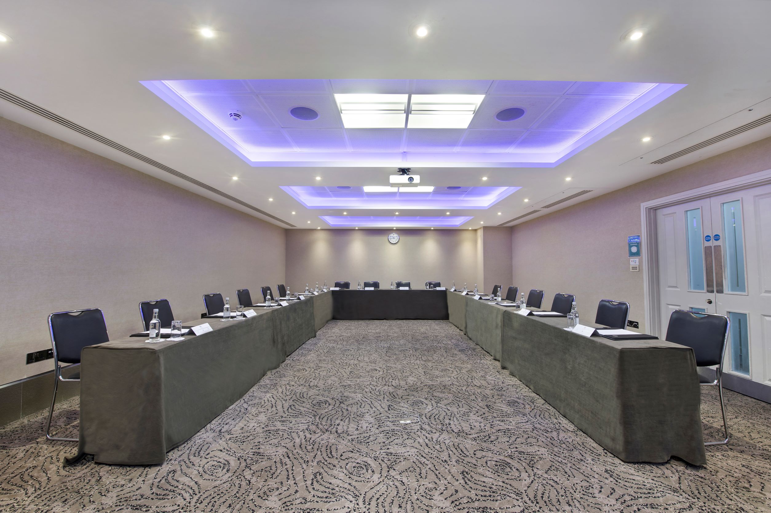 Titchfield Suite meeting room with U-shaped seating for productive events at Langham Court Hotel.