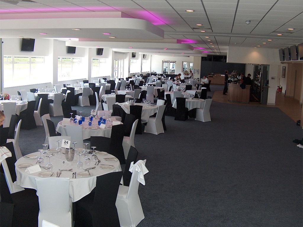 Fairwood Suite at Chelmsford City Racecourse: Banquet-style gala dinner event space.