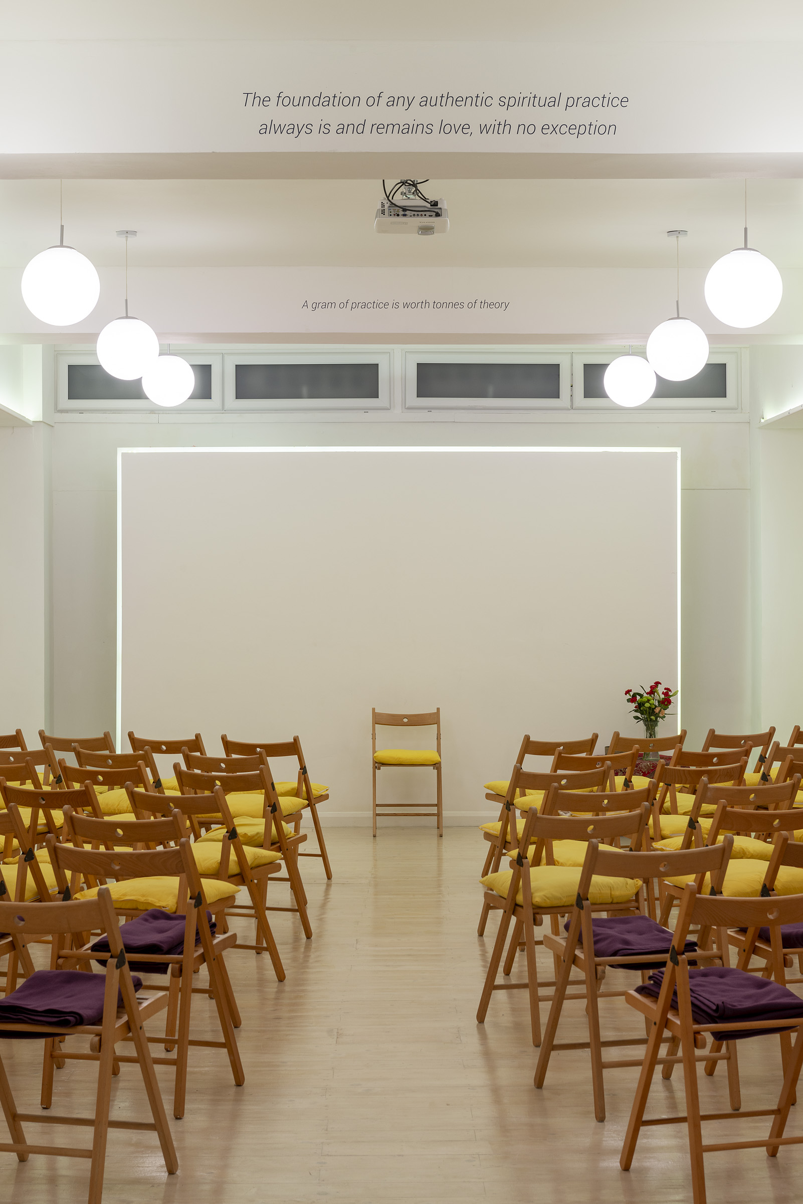 Minimalist event space at Hridaya Studio, ideal for workshops and presentations.