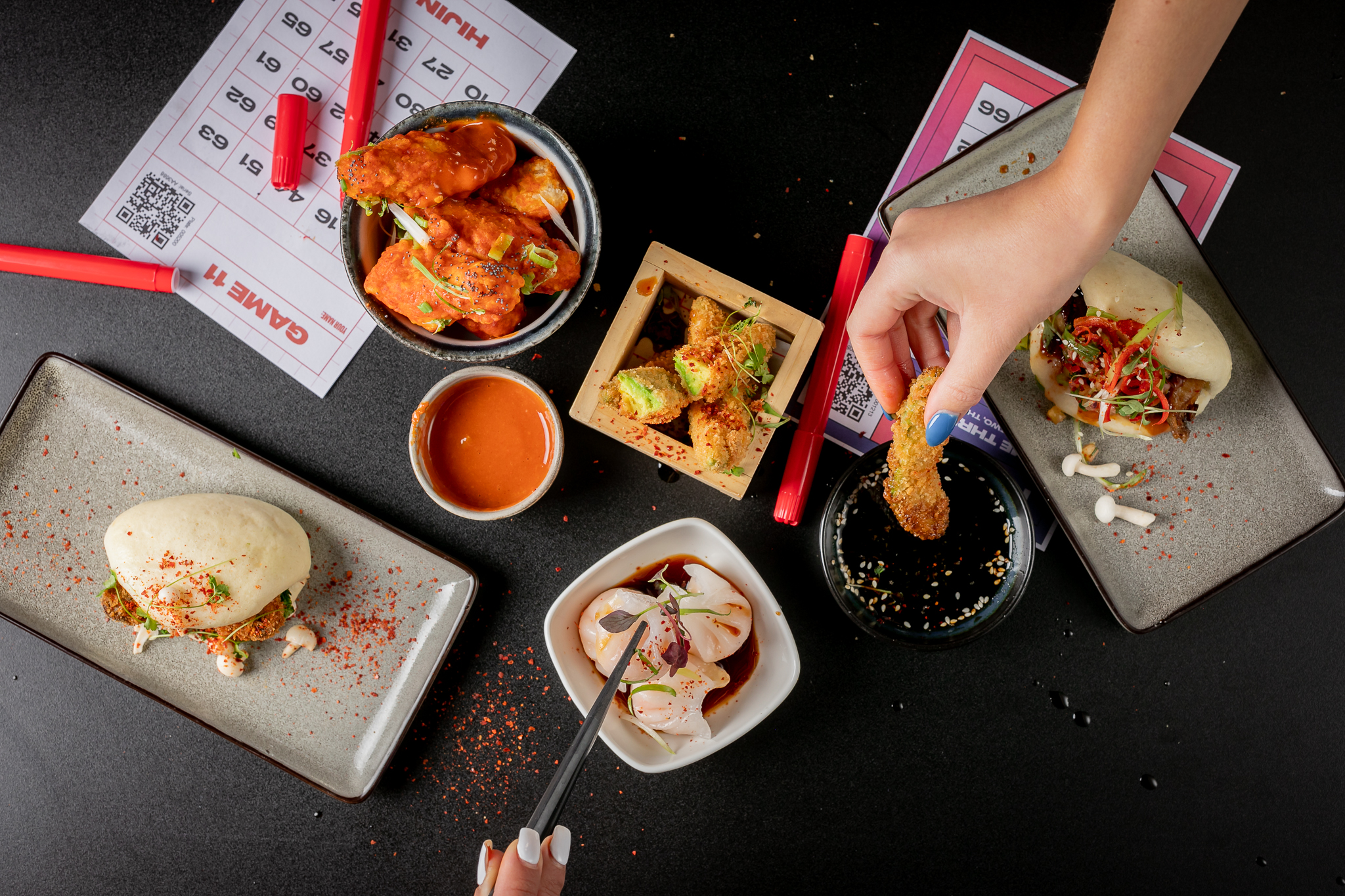 Vibrant appetizer spread at The Neko Box, perfect for networking events and gatherings.