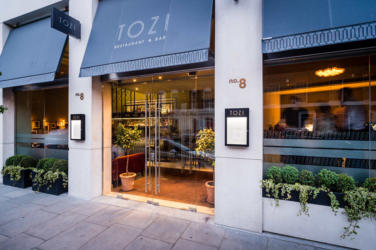Stylish TOZI Restaurant entrance for exclusive venue hire, perfect for events and gatherings.