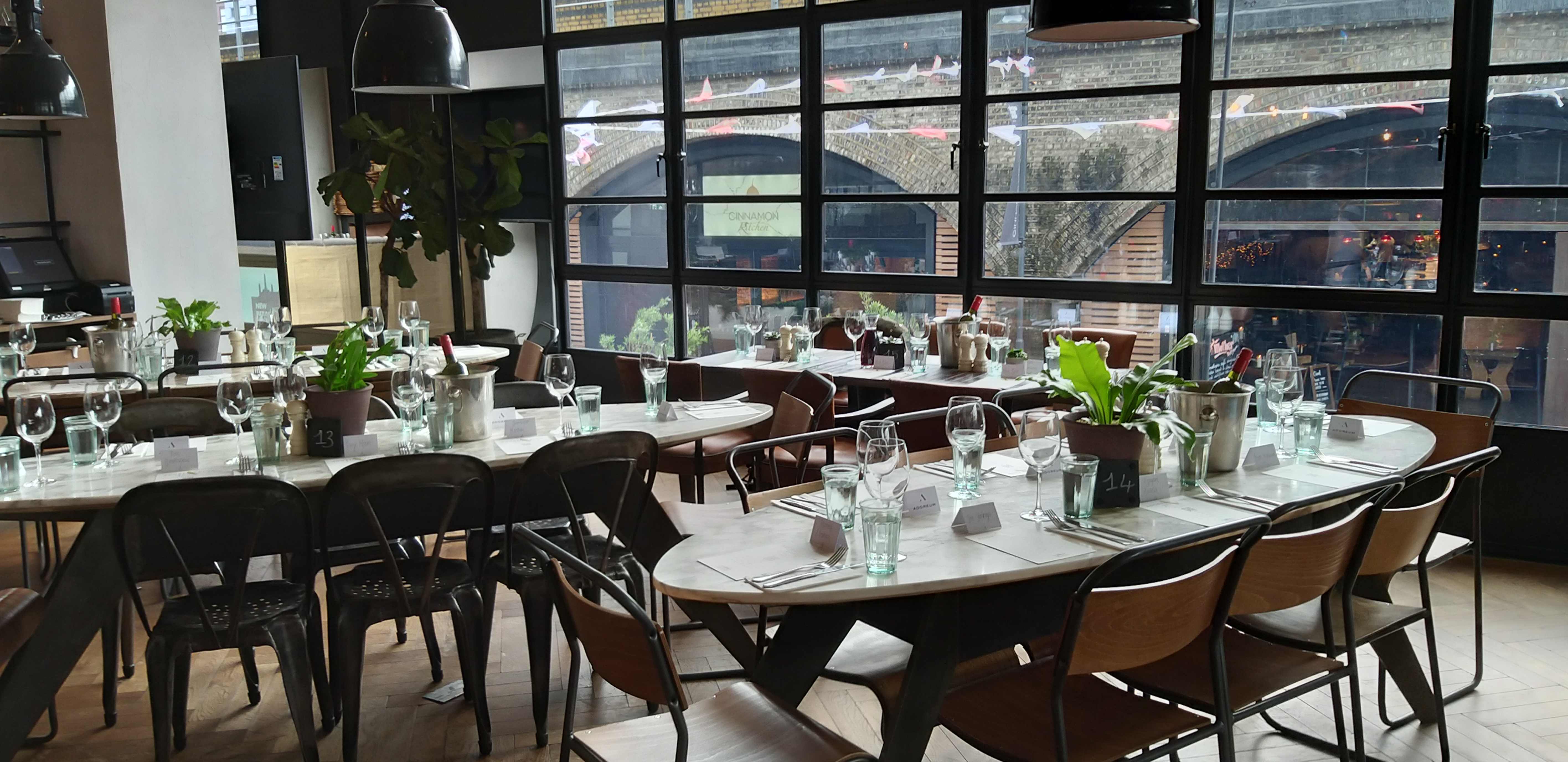 Modern dining space at No.29 Power Station West for corporate events and networking lunches.