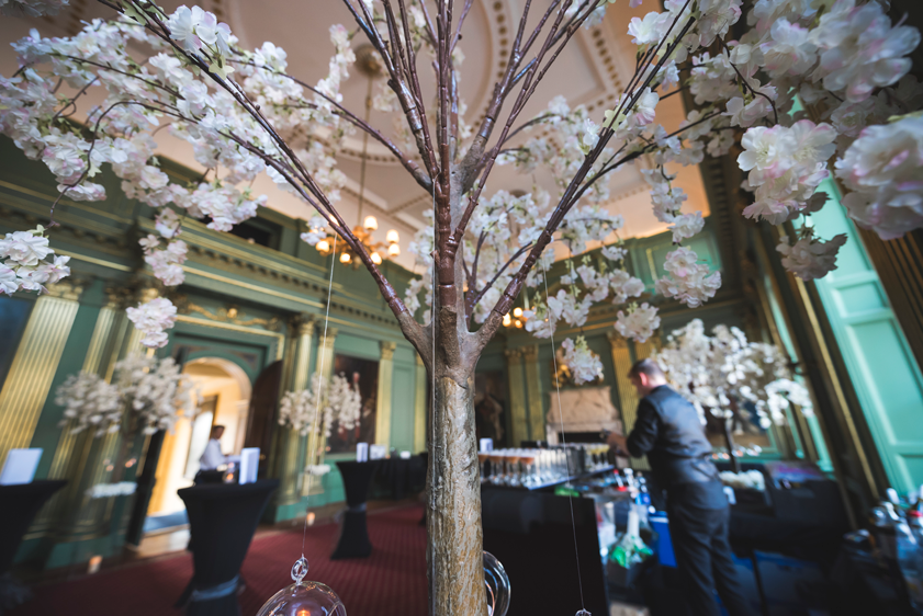 Elegant State Room at York Mansion House with cherry blossom decor for upscale events.