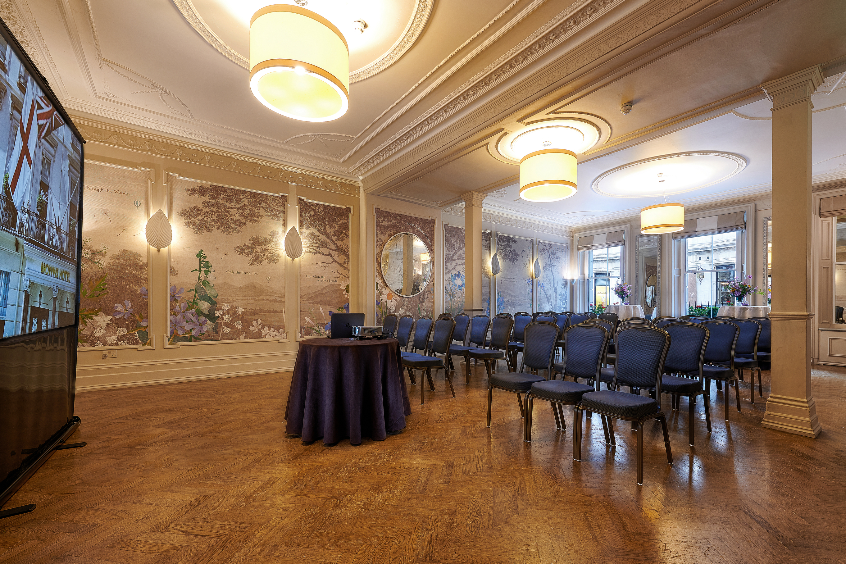 Clarendon Room at Brown's Hotel, elegant meeting space for corporate events and workshops.