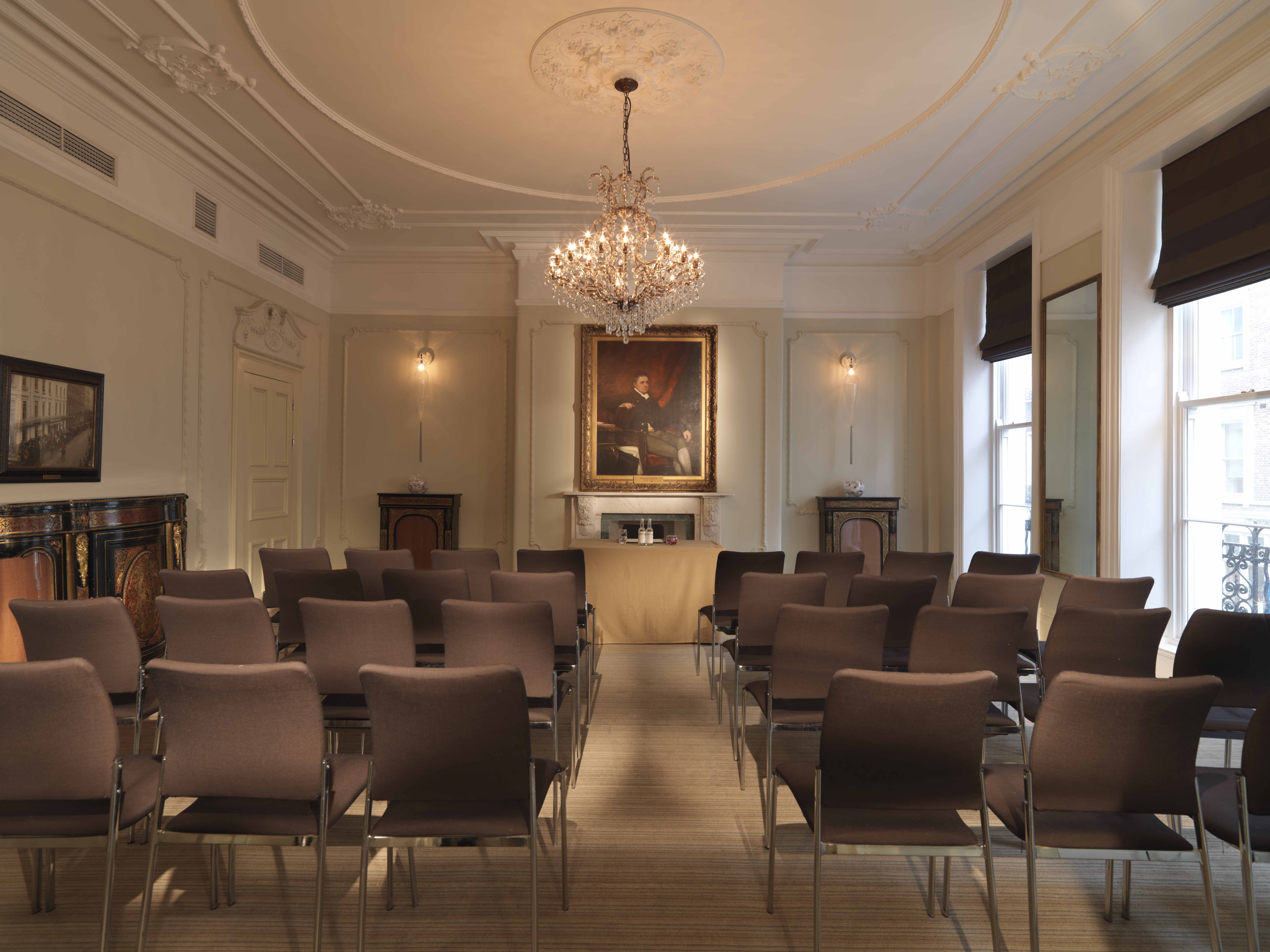 Elegant meeting space in Brown's Hotel, ideal for workshops and small conferences.