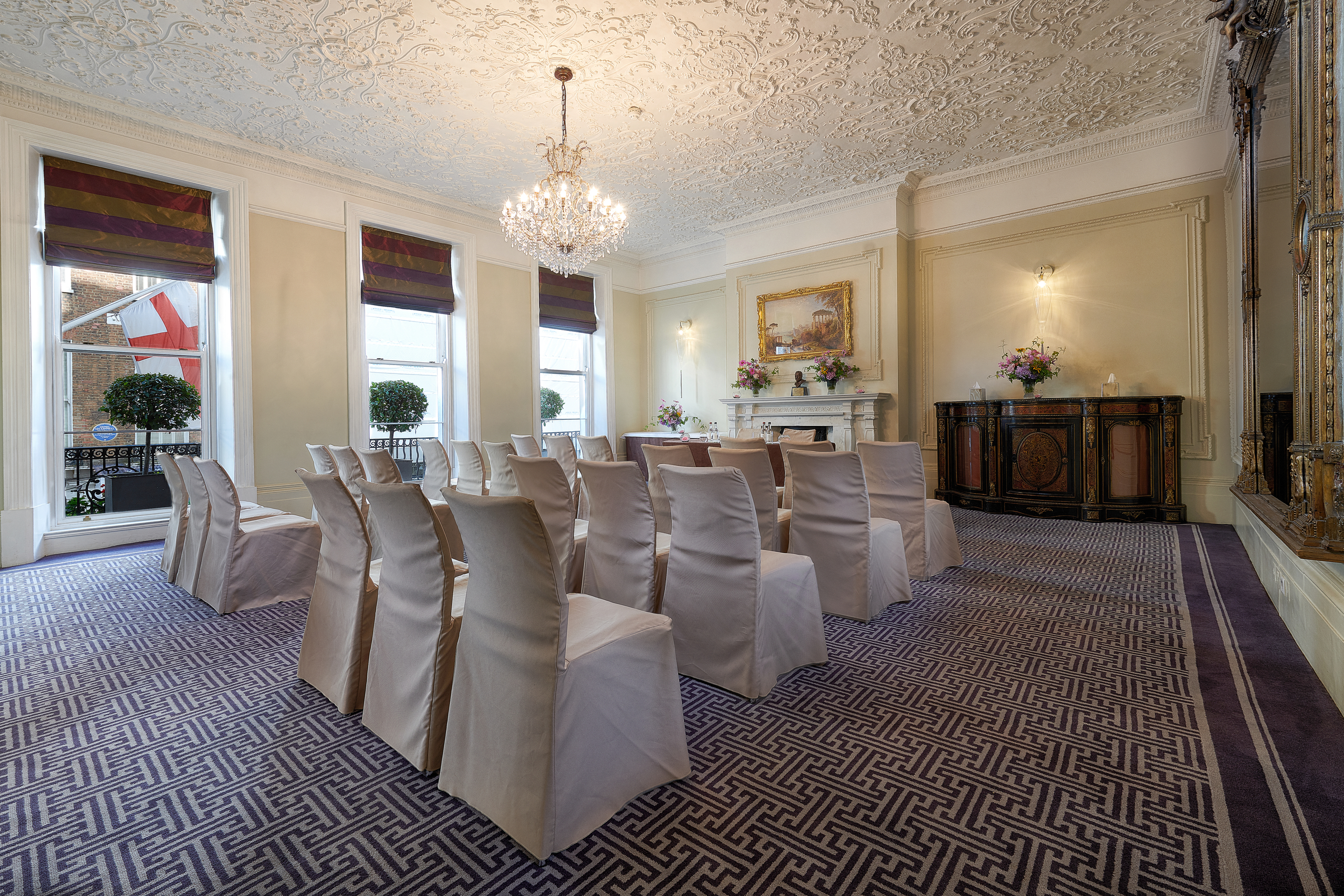 Roosevelt Room at Brown's Hotel, elegant meeting space for events and gatherings.