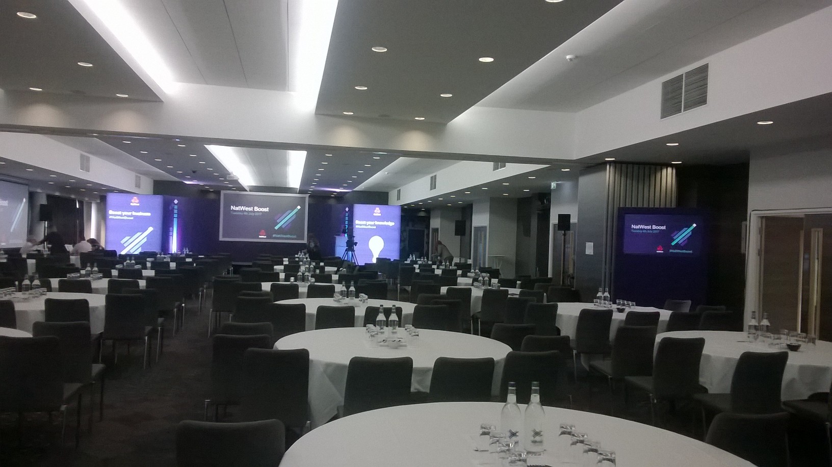 Lansdown Suite at Ashton Gate Stadium, ideal for conferences and banquets with modern setup.