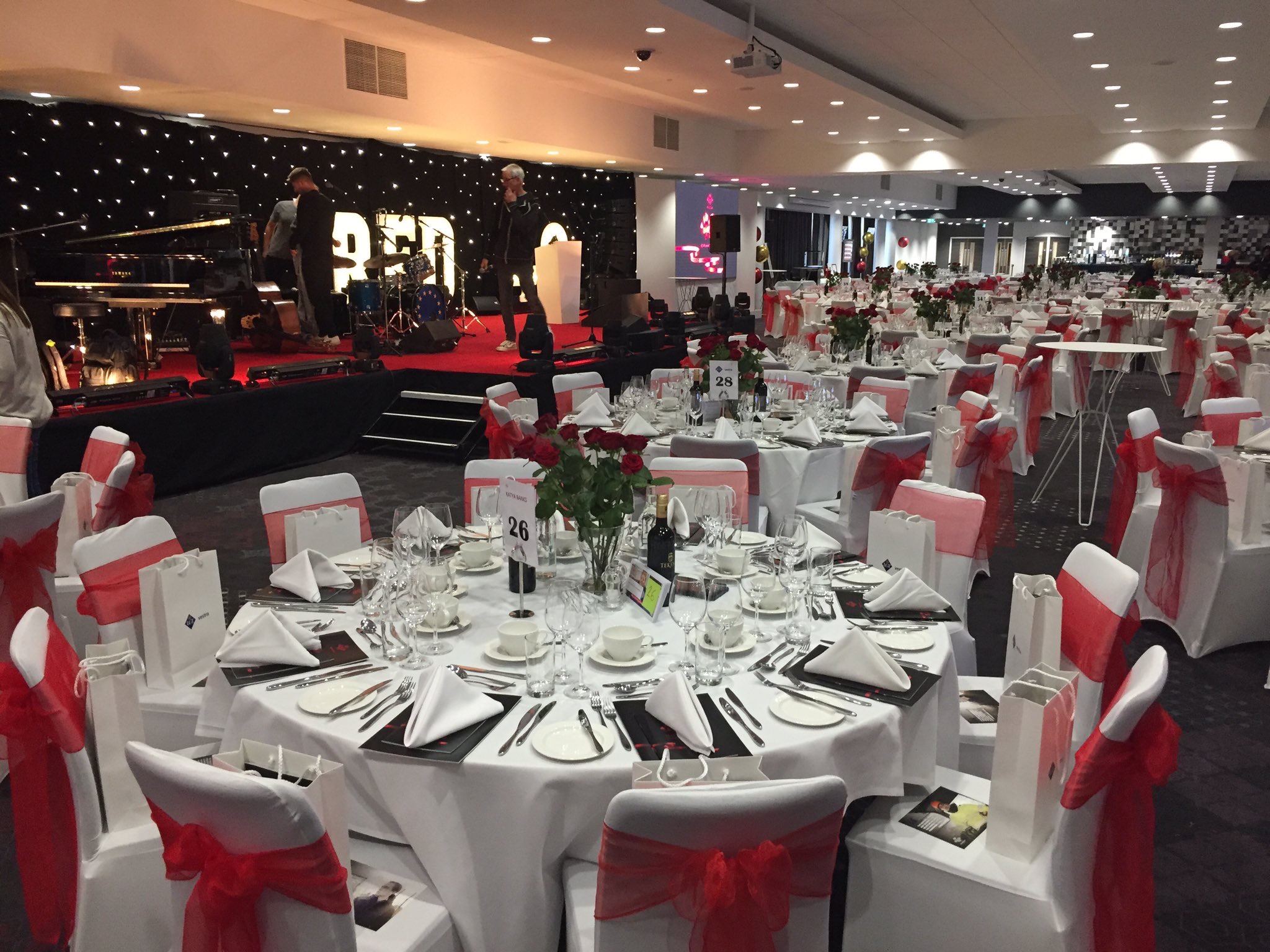 Elegant banquet hall in Dolman Hall, Ashton Gate Stadium, perfect for corporate events.