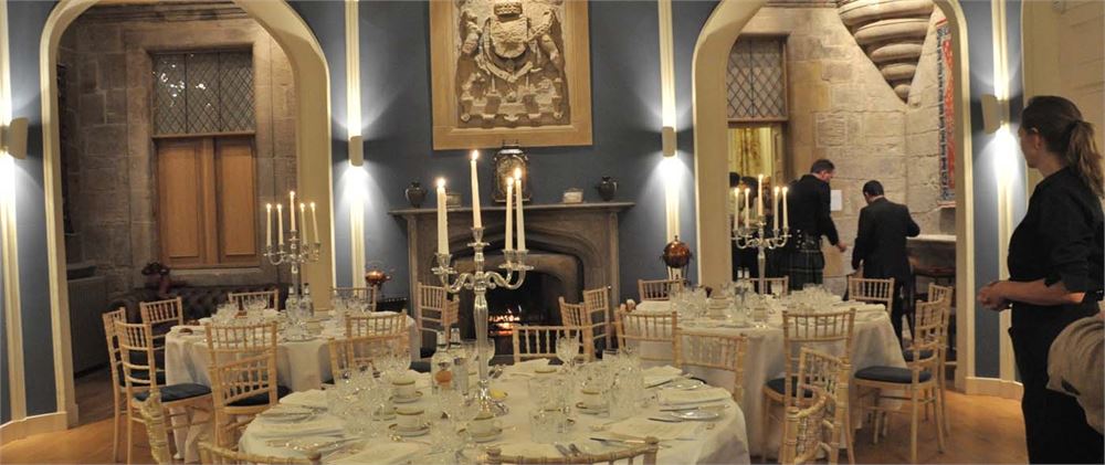 Elegant dining room at Winton Castle, ideal for formal events and galas.