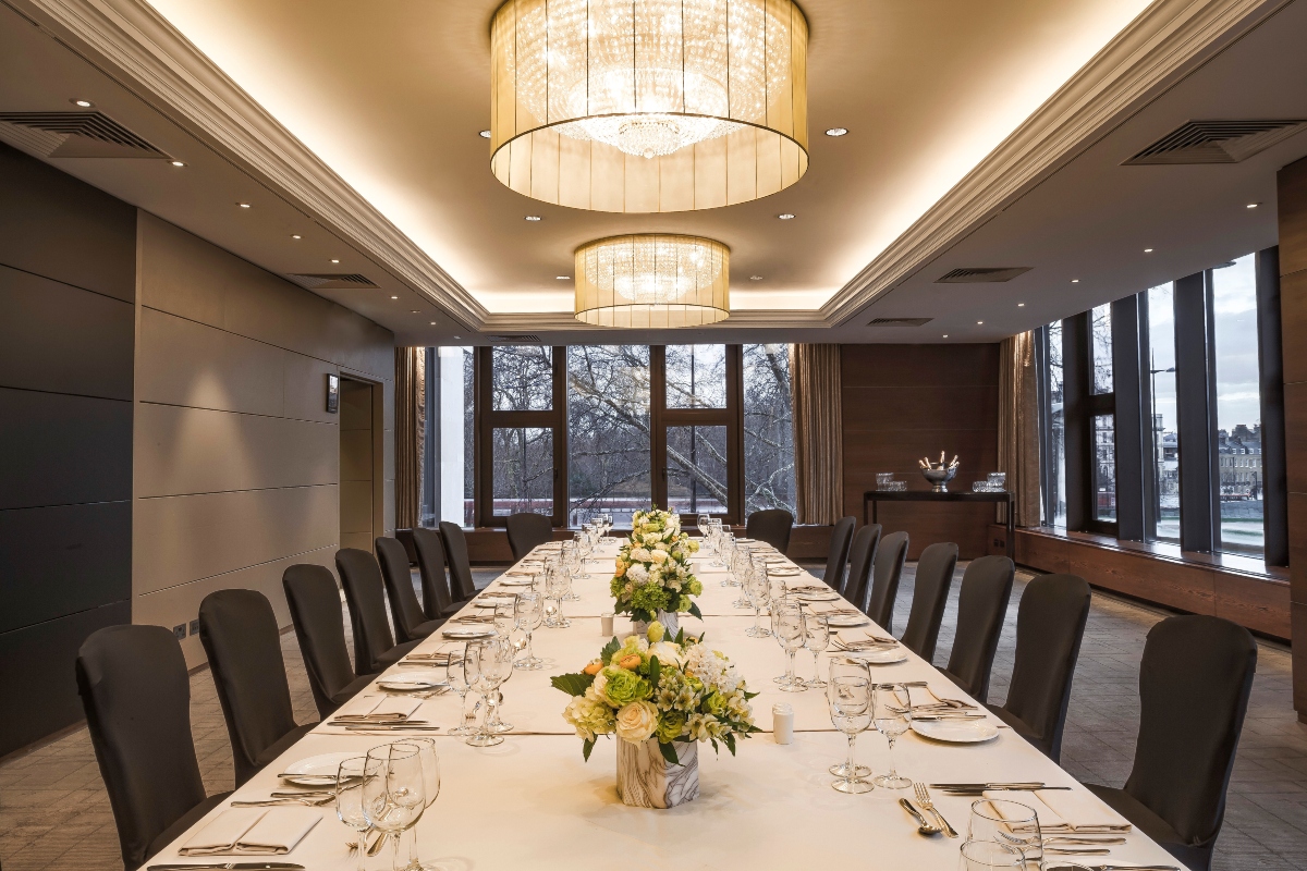 London boardroom meeting floral centerpiece event