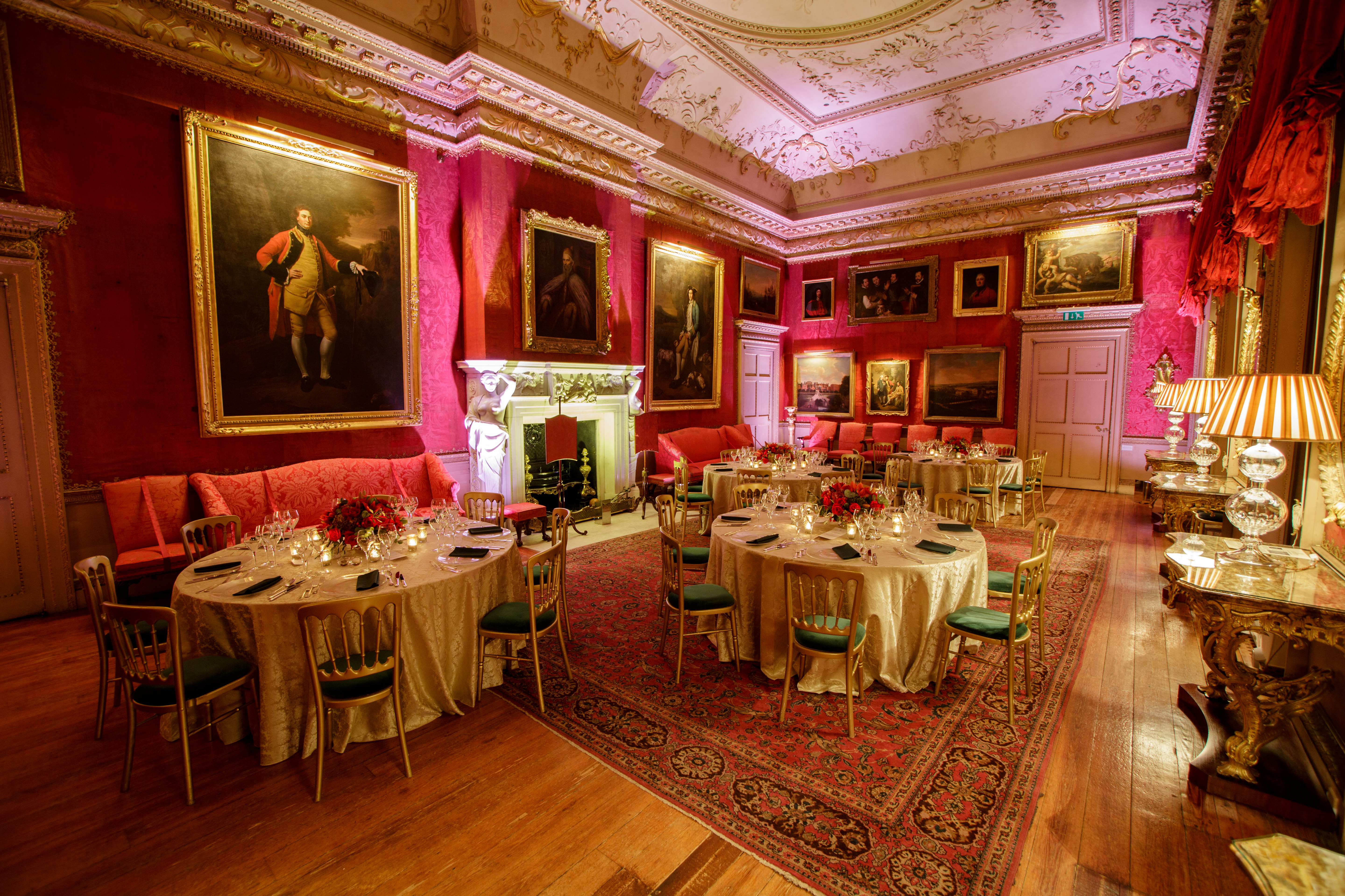 Elegant Adam Ballroom at Hopetoun House, ideal for upscale events and intimate dining.