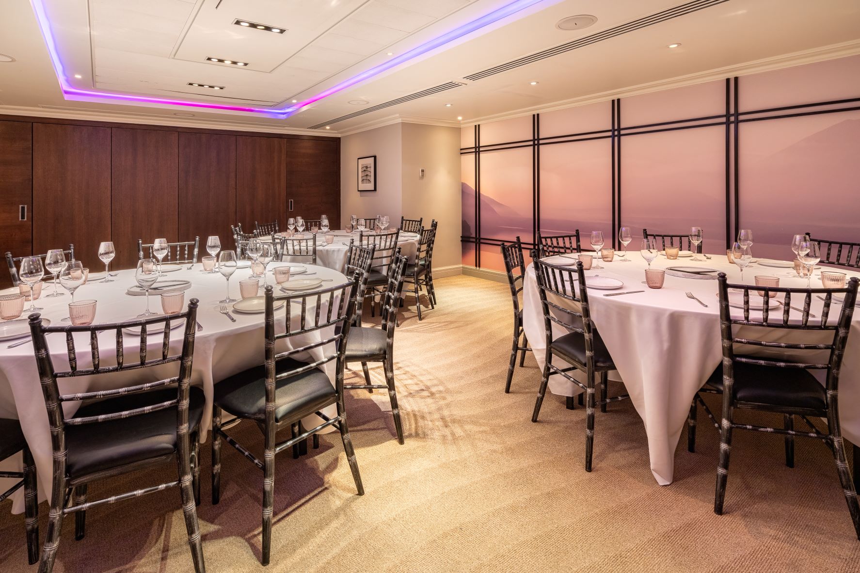 Elegant meeting space in The Prince Room, ideal for corporate events and private dinners.