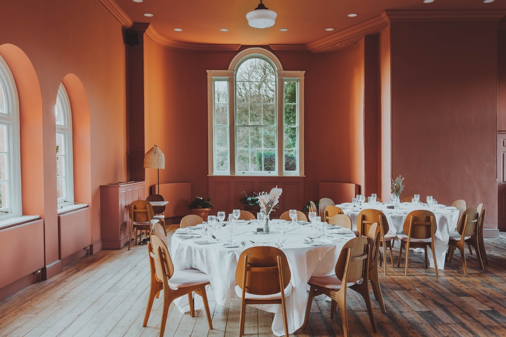 Elegant dining space with Birch Handle Silk Comet, perfect for gatherings and events.