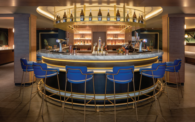 Imaginex 360° Screening room bar in YOTEL Edinburgh, ideal for networking events and receptions.