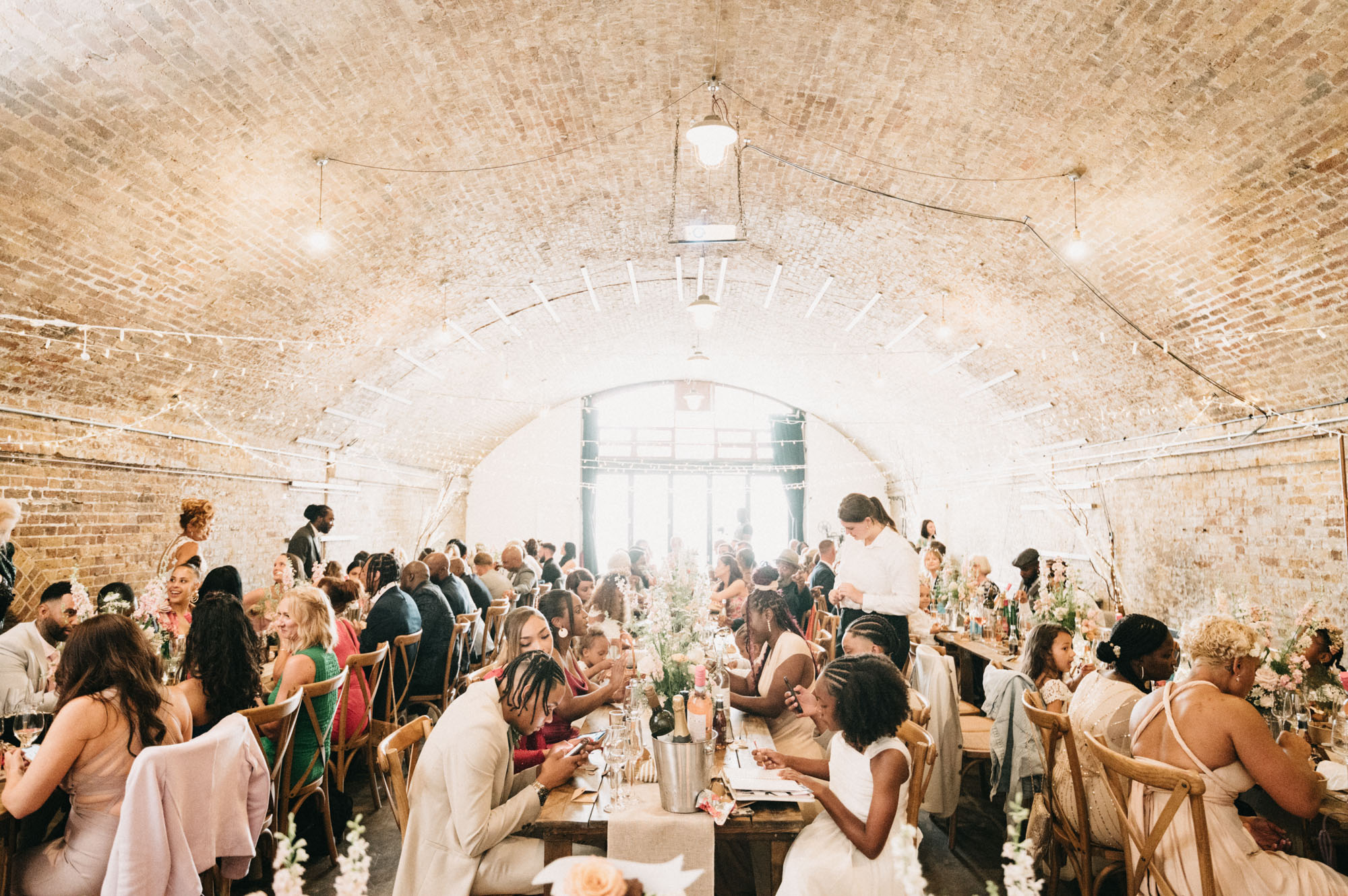 Elegant banquet setup in Studio 1, MOTEL, perfect for weddings and upscale events.