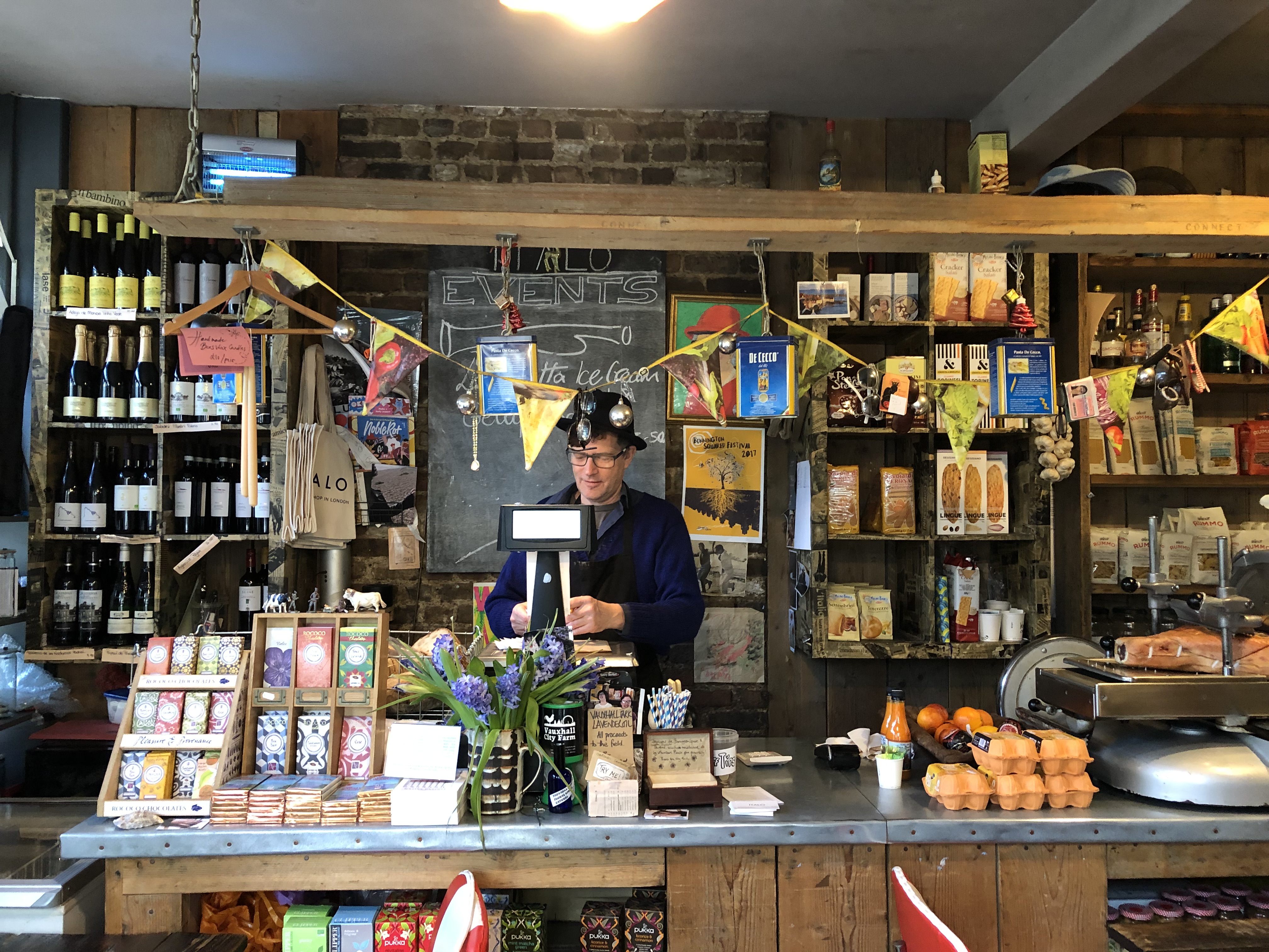 Charming market stall at Italo Delicatessen for networking events and casual meet-and-greets.