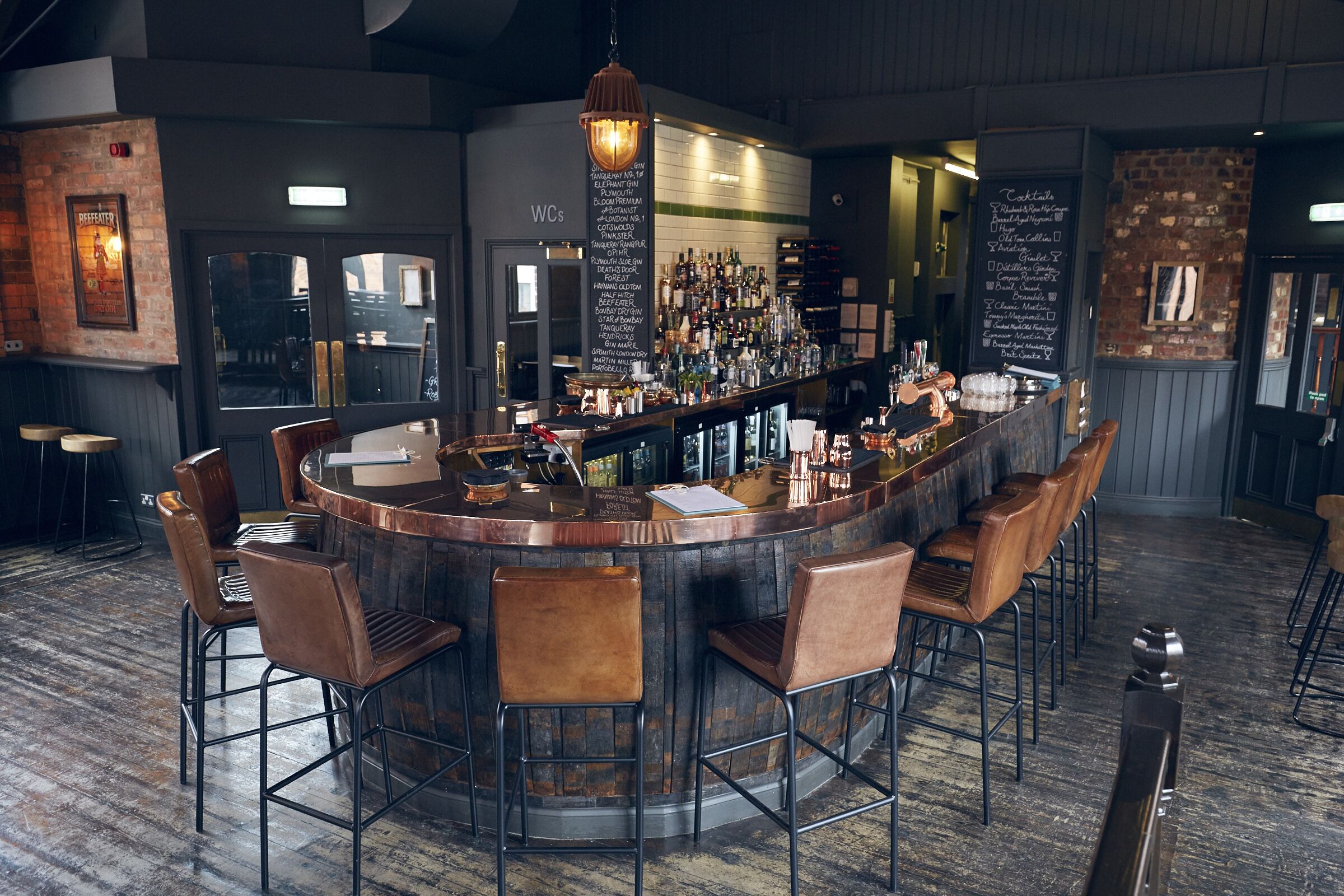 Stylish Gin Terrace bar in The Distillery Birmingham for networking events and socials.