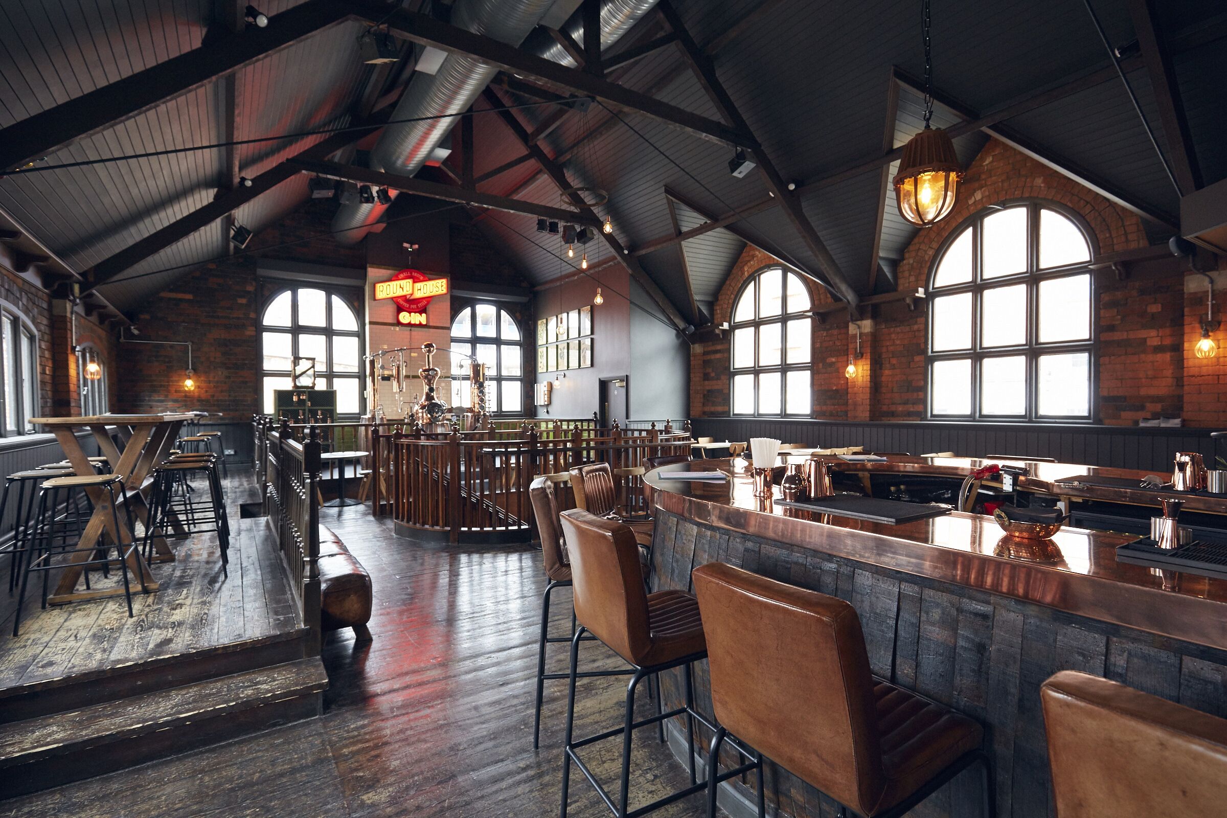 Spacious Gin Terrace in The Distillery Birmingham, perfect for events and gatherings.
