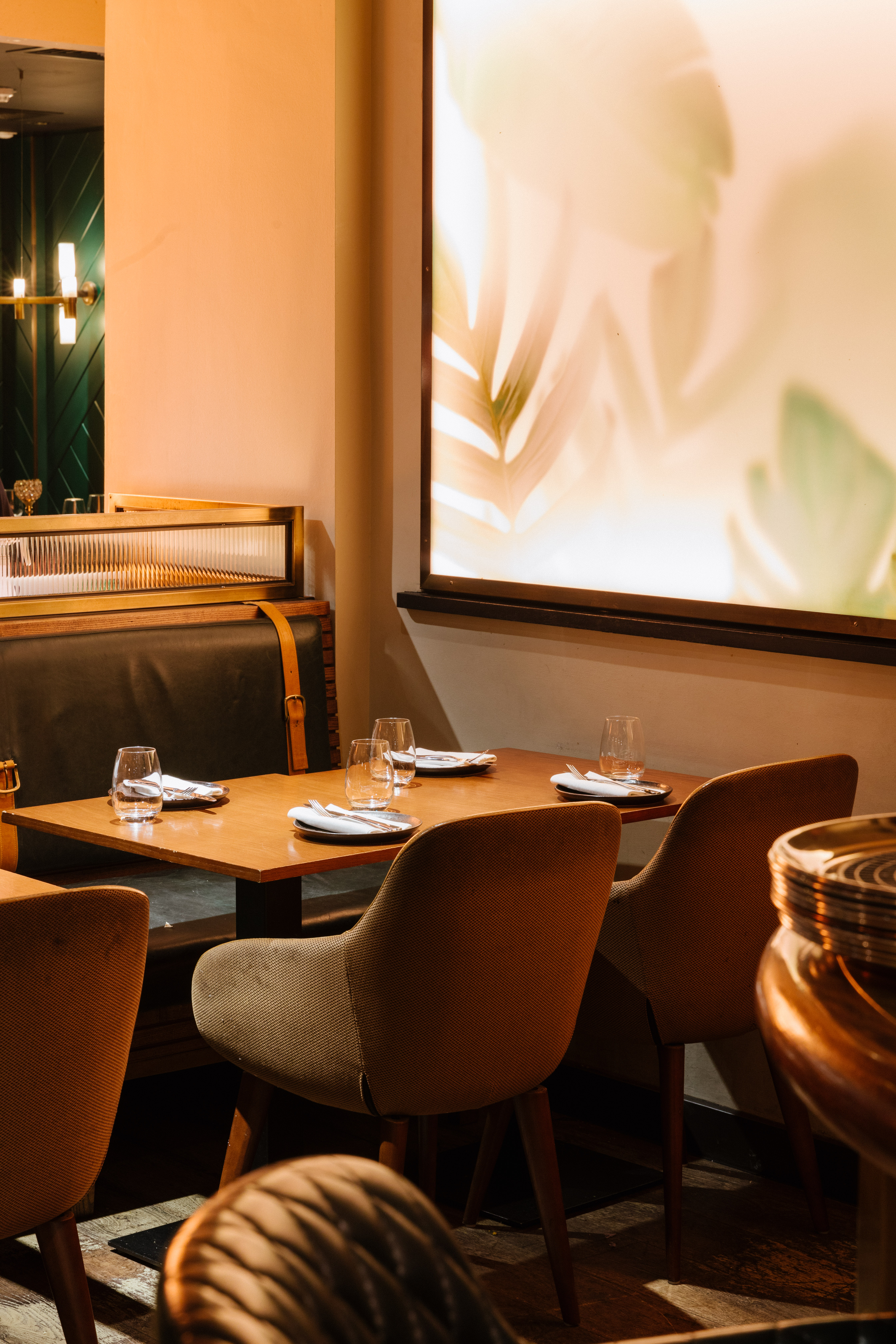 Stylish dining setup at Farzi London, ideal for intimate meetings and small events.