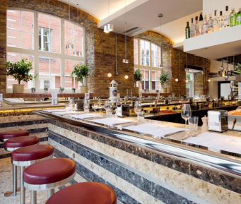 Private dining room at Barrafina Drury Lane, modern design for networking events.