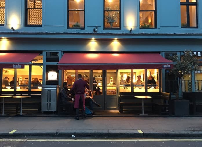 Private dining room at Barrafina Dean Street, perfect for casual meetings and networking events.