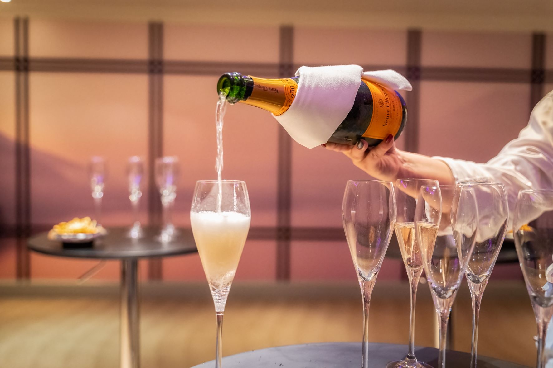 Elegant champagne pouring in The Prince Room, ideal for weddings and corporate events.