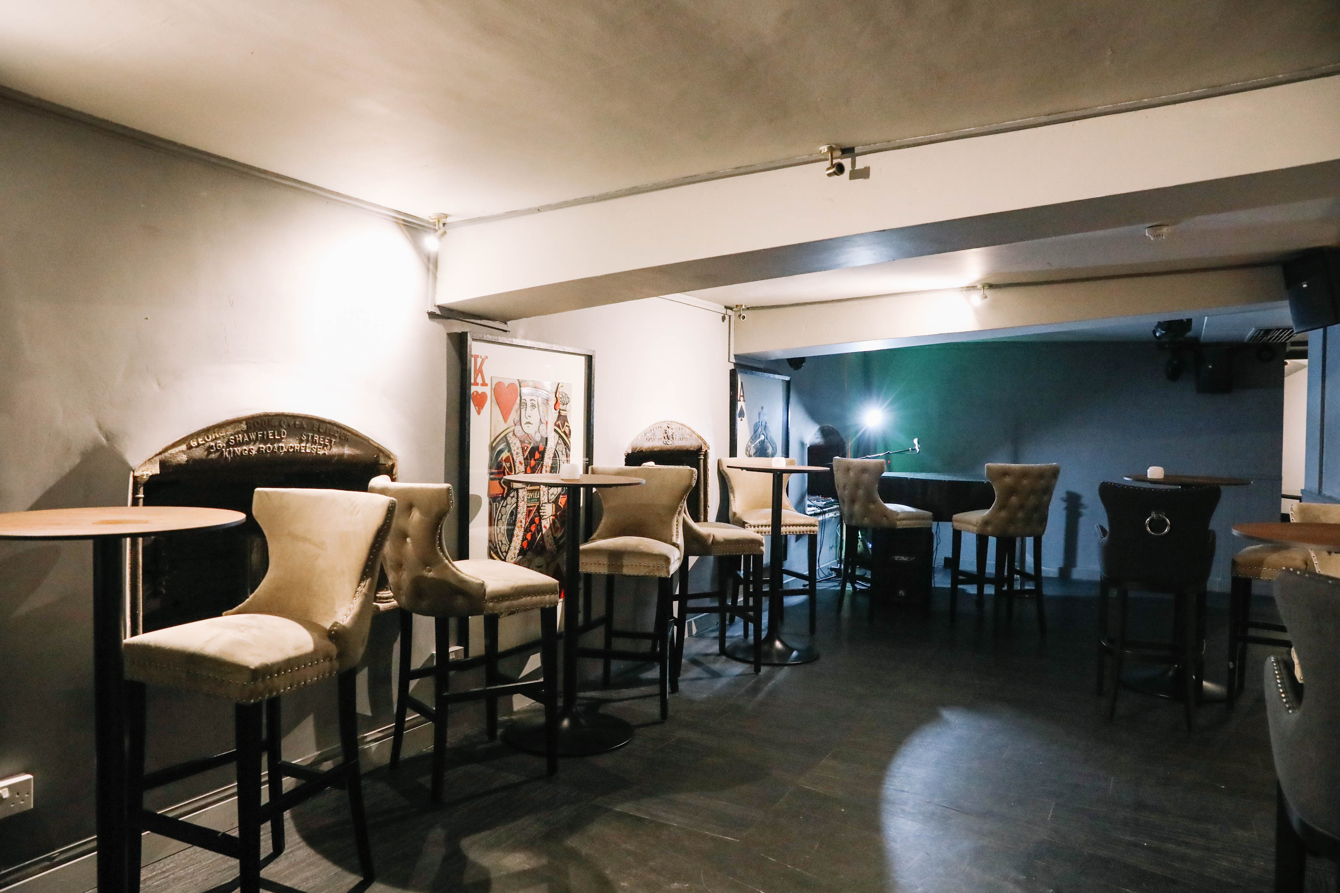 Sandy's Piano Bar event space with sleek design, perfect for cocktail receptions and networking.