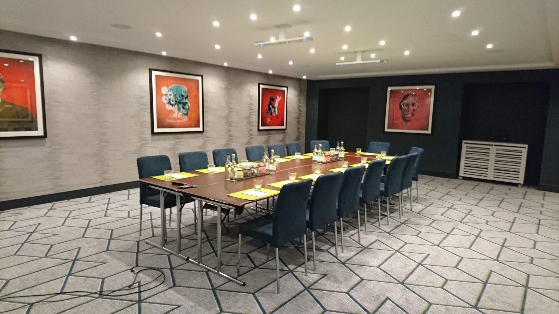 Meeting room in Malmaison Birmingham with large table, ideal for professional events.